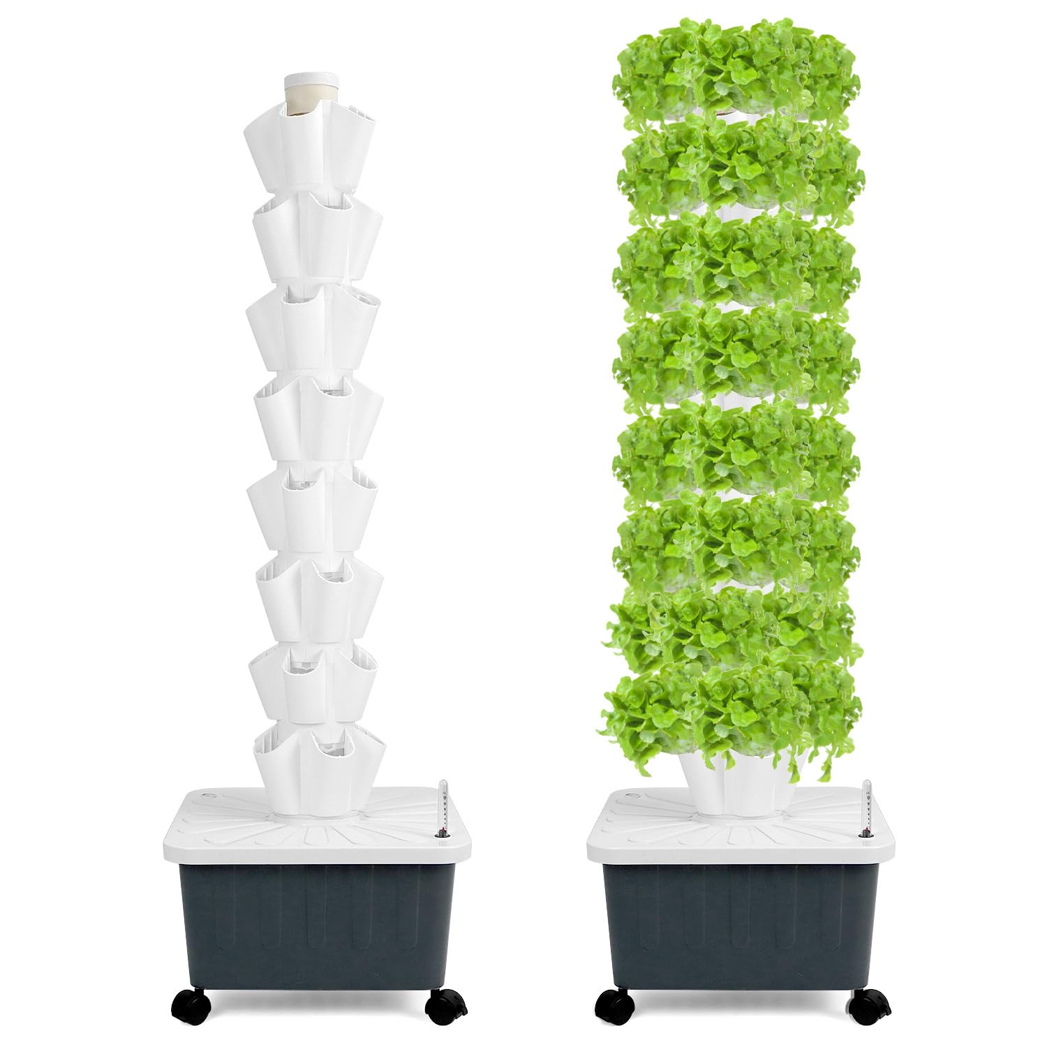 QWORK® Kit Torre Idroponica 8 Livelli 40 Fori