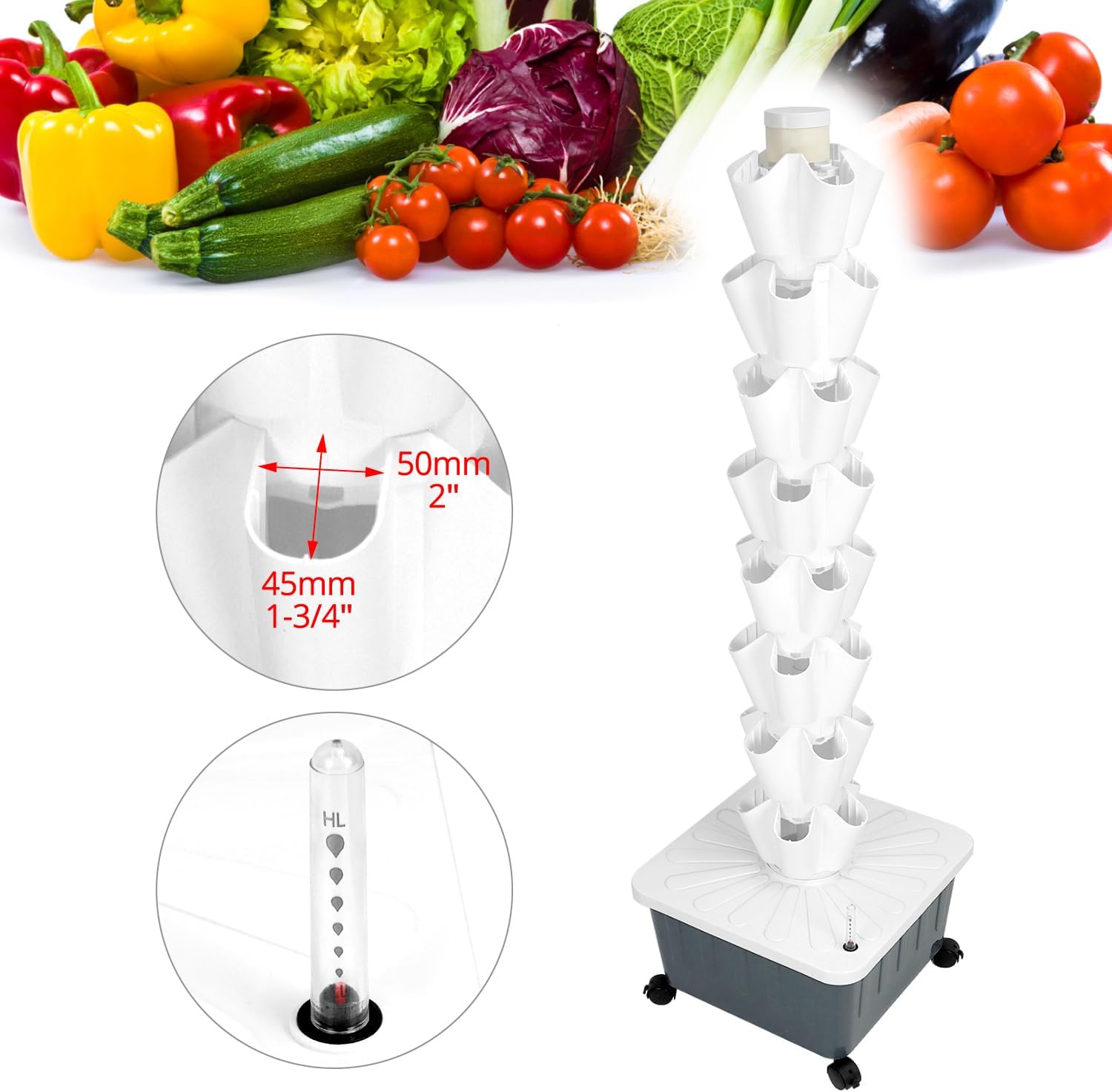 QWORK® Kit Torre Idroponica 8 Livelli 40 Fori - immagine 2