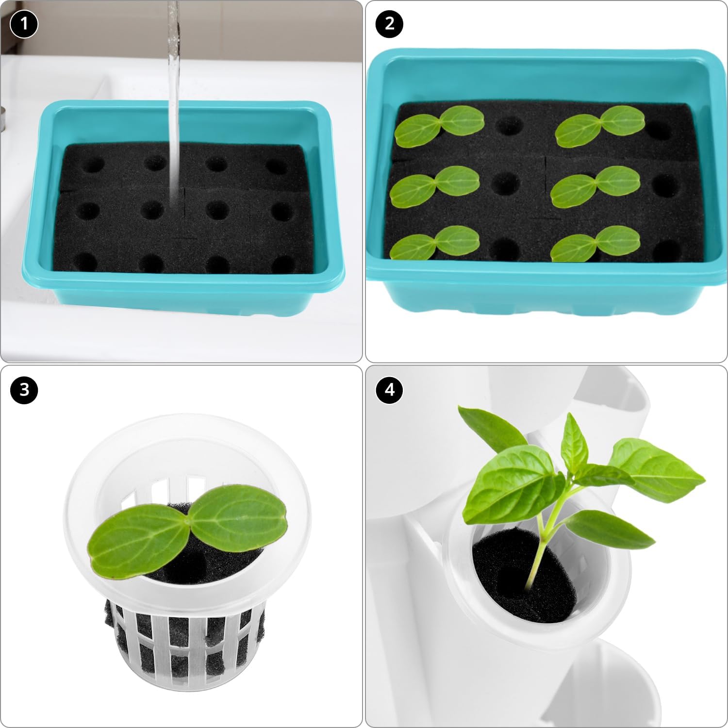 QWORK® Kit Torre Idroponica 8 Livelli 40 Fori - immagine 3