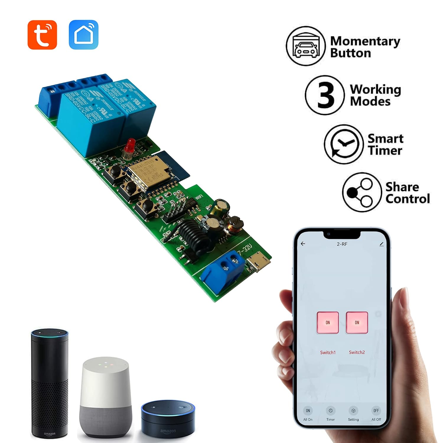 Jane Eyre Modulo Relè Wireless WiFi 2 Canali | Velz