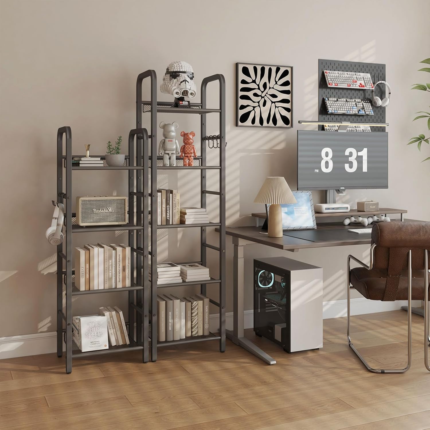 Ymyny Libreria a 5 Strati con Ganci a S, Nera - immagine 7