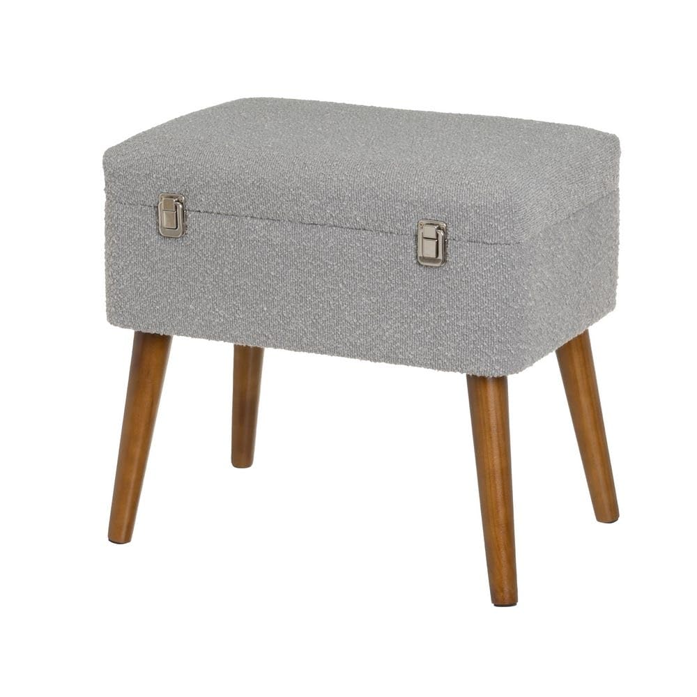 DRW Pouf arcon in tessuto e MDF in grigio scuro e naturale