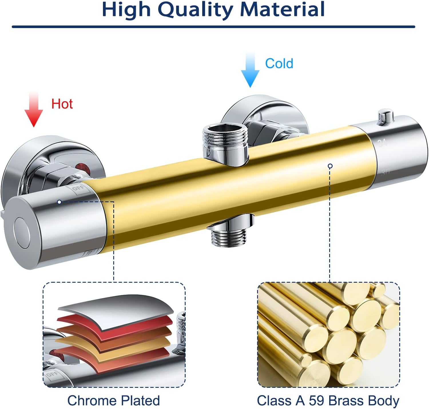 Rubinetto Doccia Termostatico con 2 Prese - immagine 2