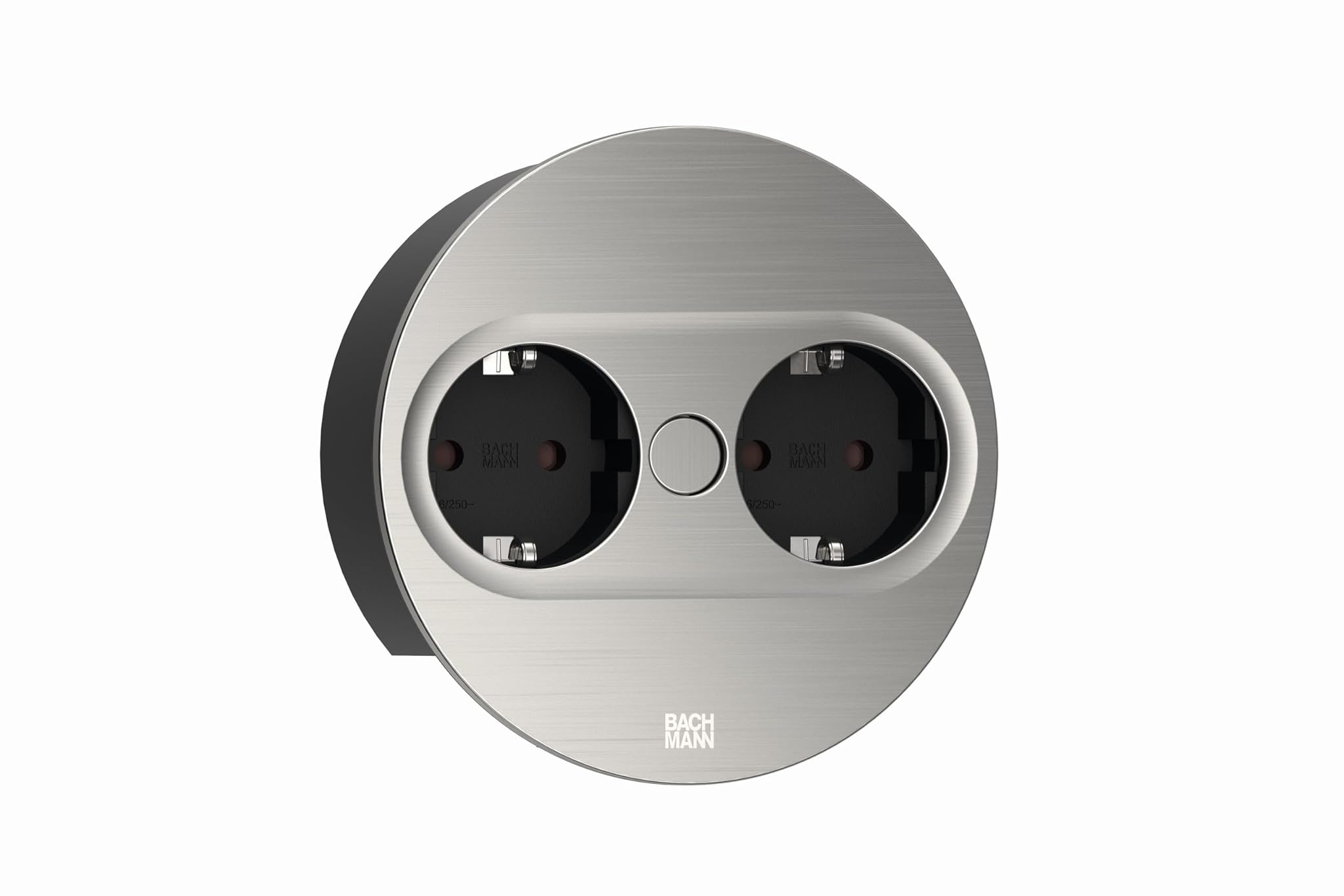 BACHMANN Presa da Incasso TWIST 2 Rotonda, Effetto Acciaio Inox