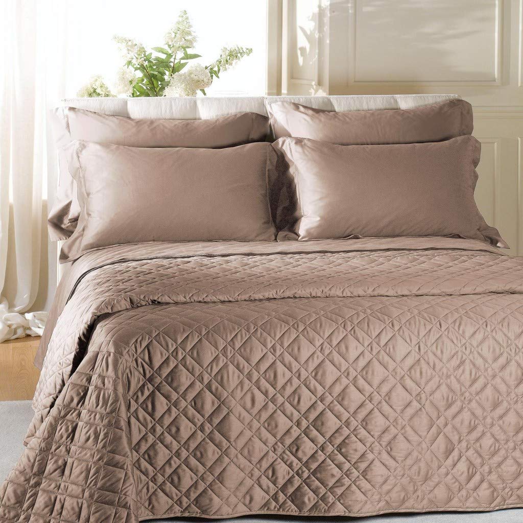 Caleffi - Copriletto-trapuntato Raso Tinta Unita Matrimoniale Sabbia