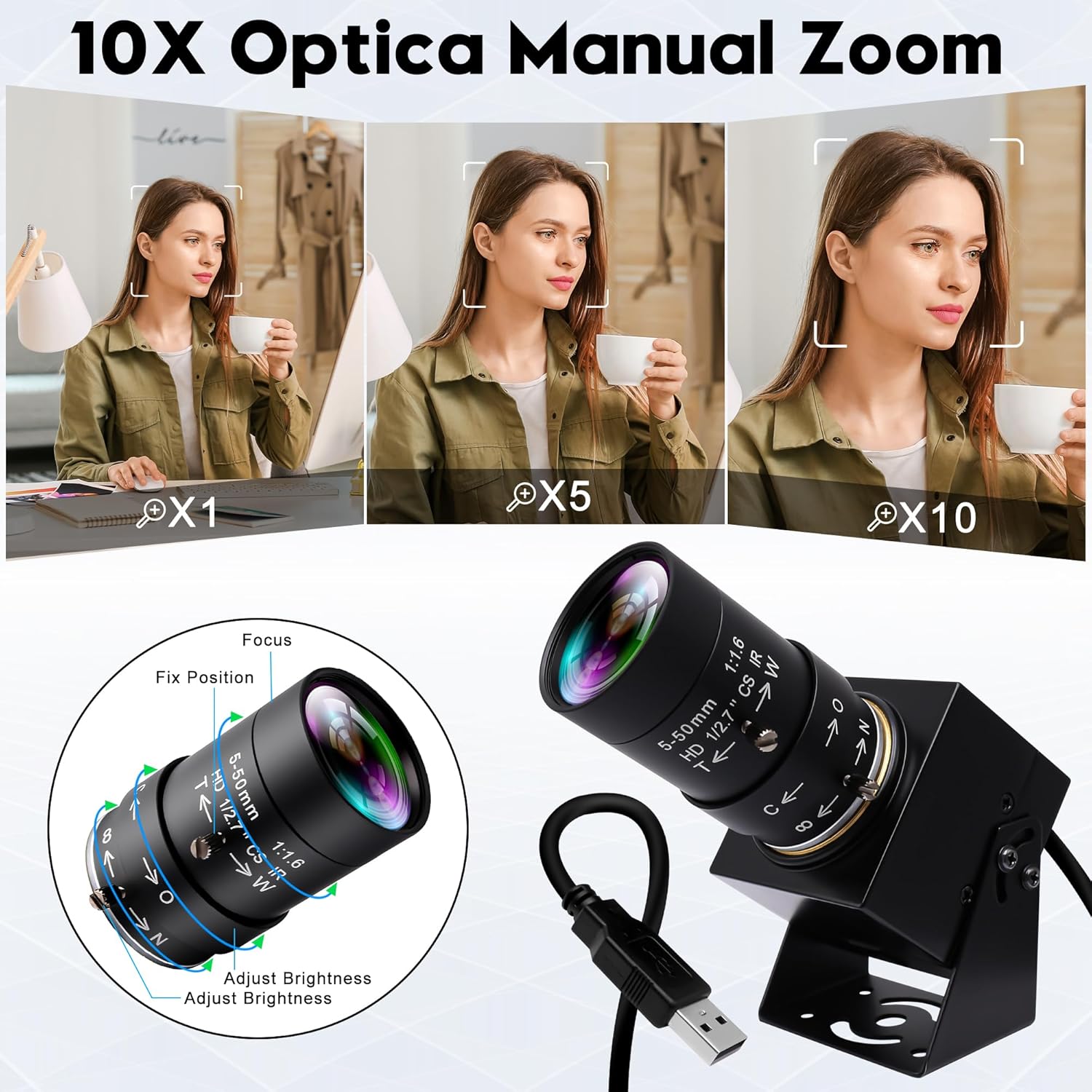 Elp Global Shutter USB Camera 90 fps con Obiettivo Zoom - immagine 3