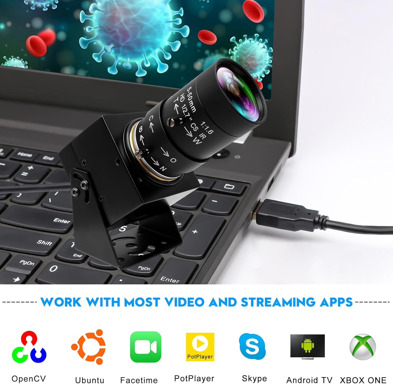 Elp Global Shutter USB Camera 90 fps con Obiettivo Zoom - immagine 5