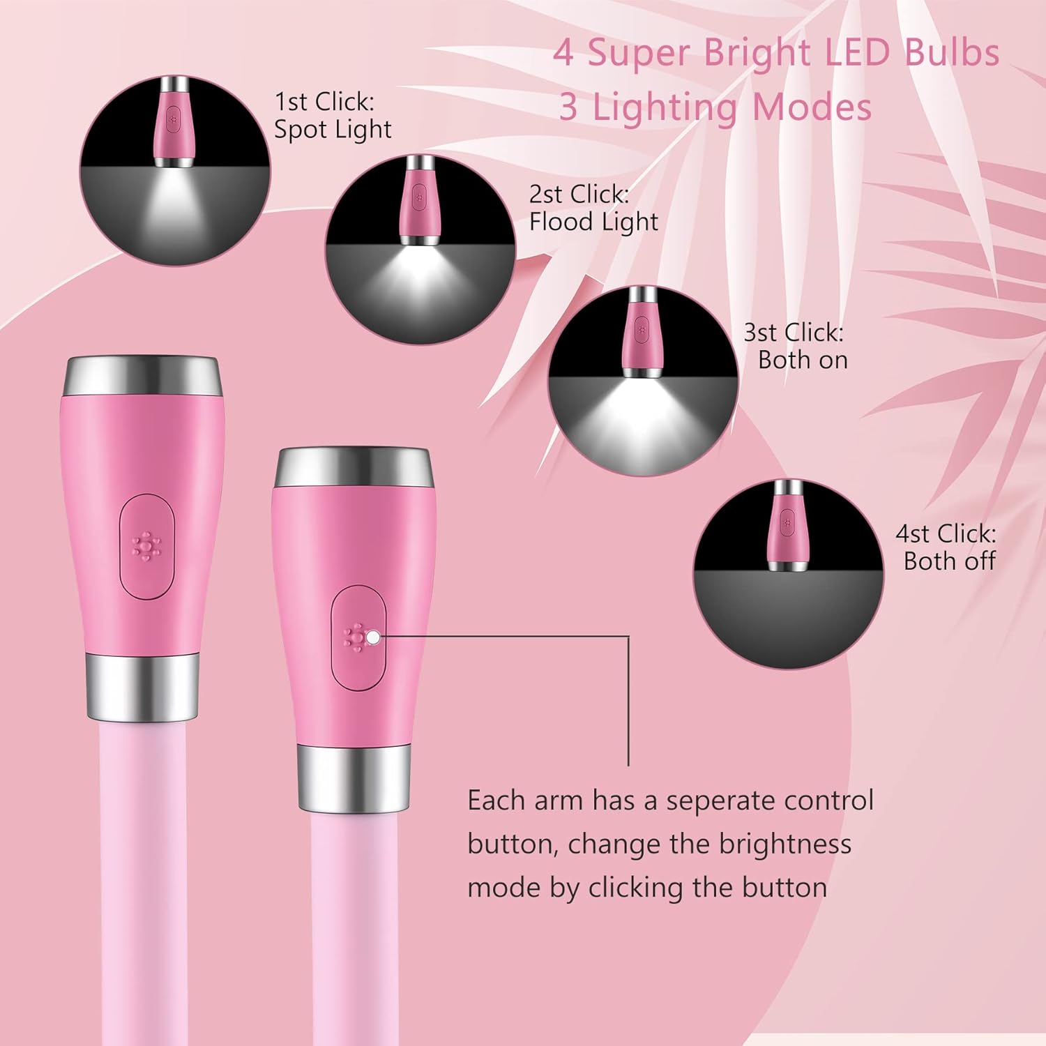 SingHong Lampada da Lettura LED USB Ricaricabile, Rosa - immagine 3