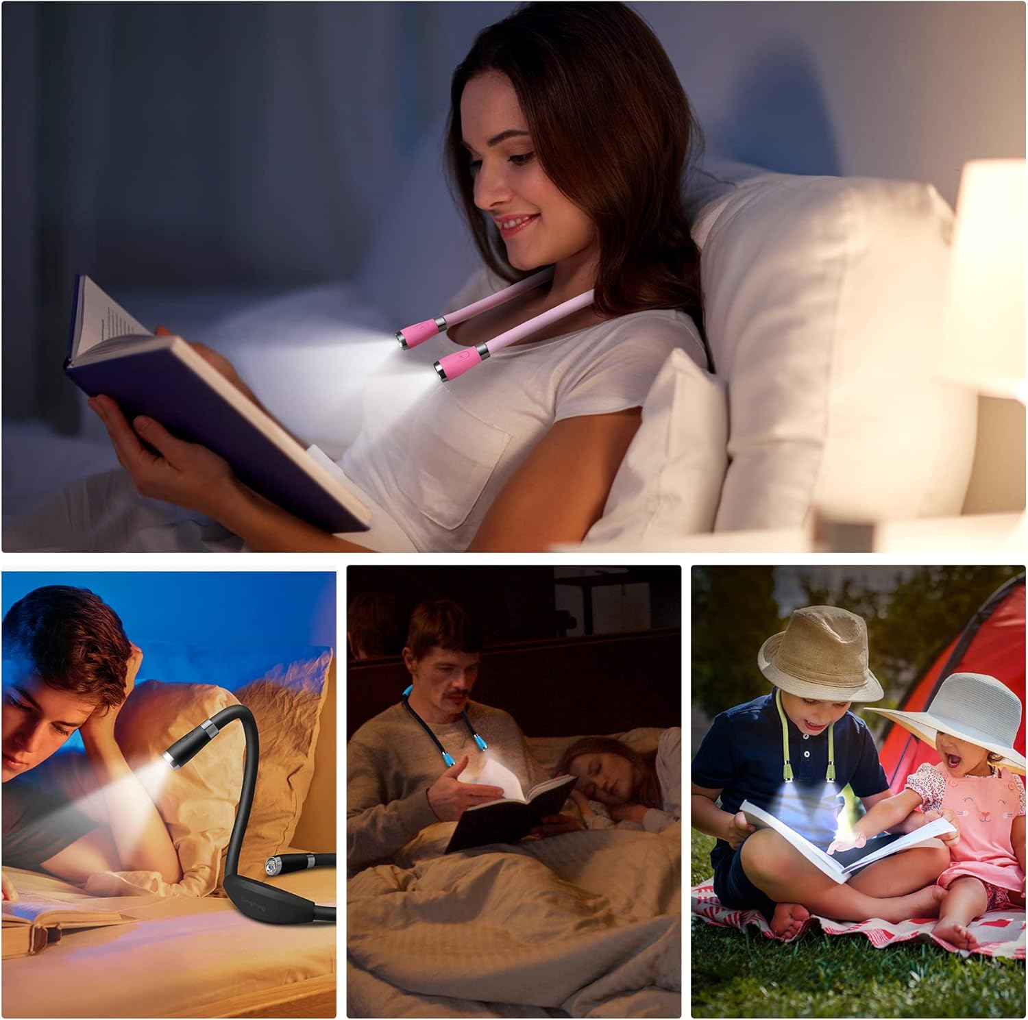 SingHong Lampada da Lettura LED USB Ricaricabile, Rosa - immagine 5