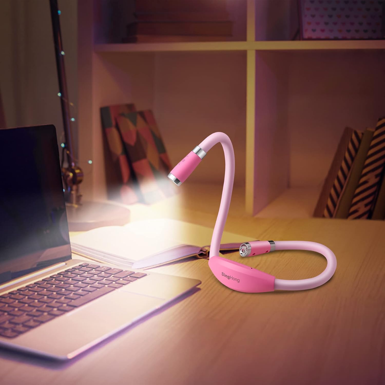 SingHong Lampada da Lettura LED USB Ricaricabile, Rosa - immagine 6