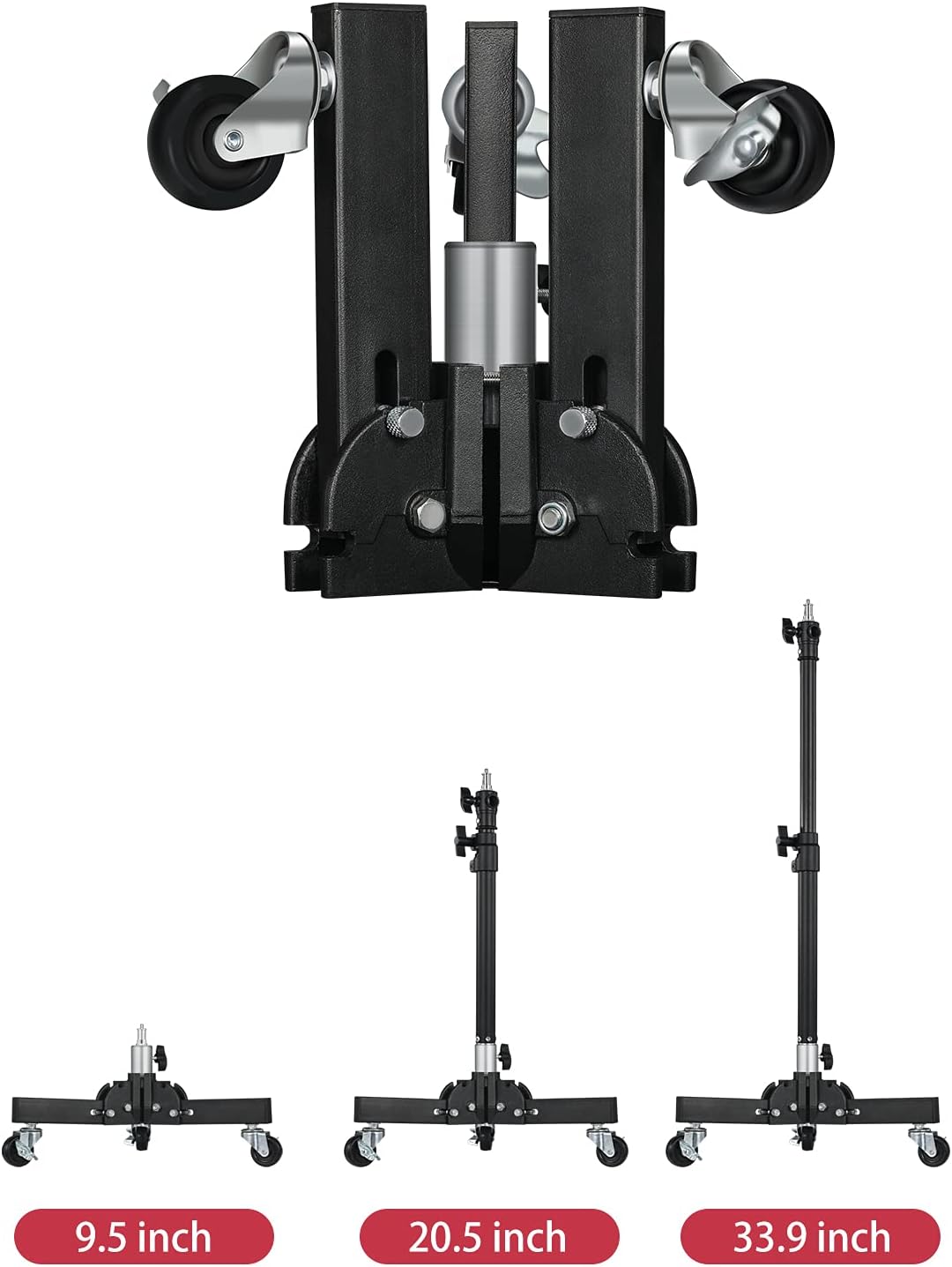 soonpho Supporto Illuminazione Fotografica con Rotelle, Nero - immagine 3
