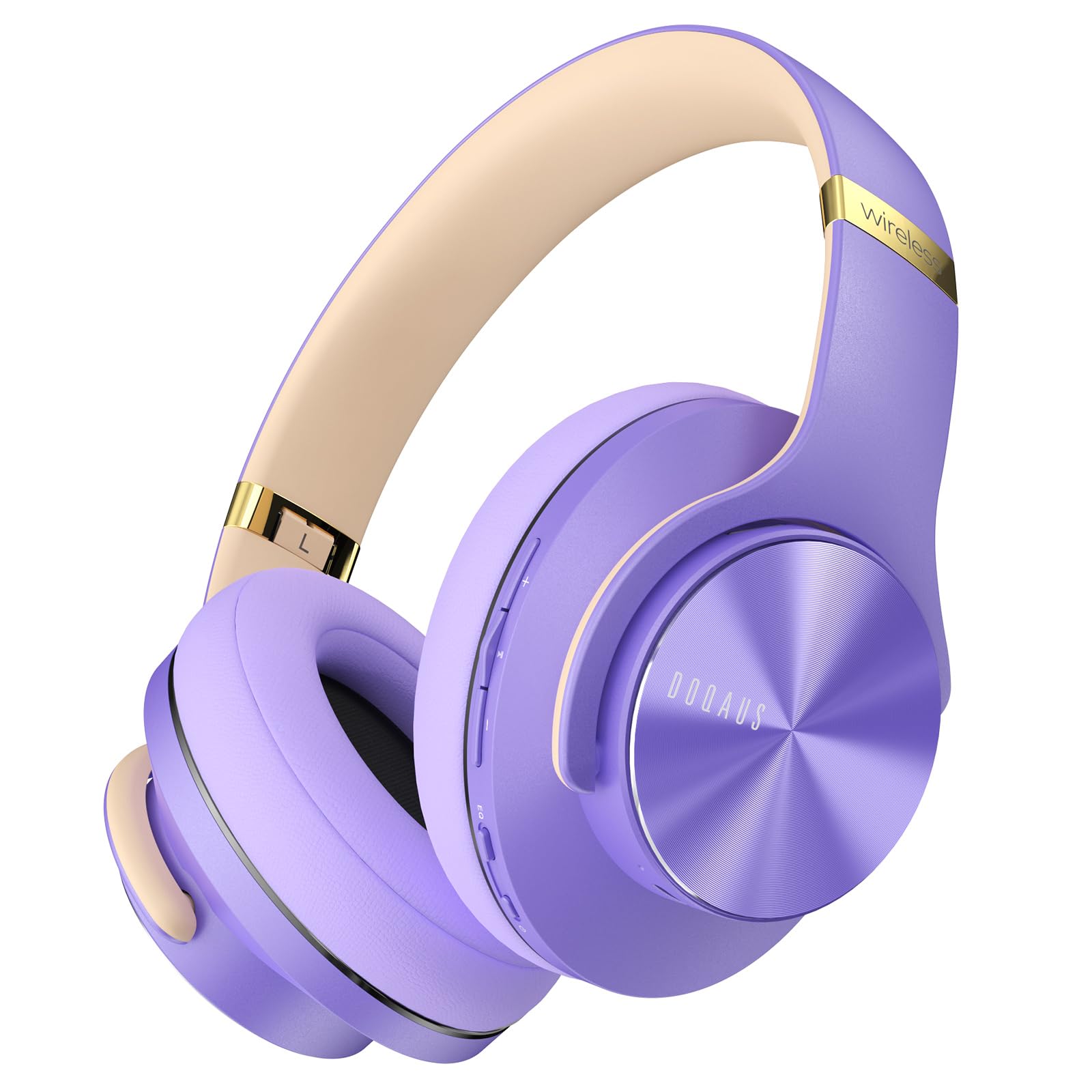 DOQAUS Cuffie senza fili Bluetooth Over-Ear 90 ore, cuffie Bluetooth over Ear, cuffie wireless con 3 modalità di musica, microfono incorporato, viola scuro