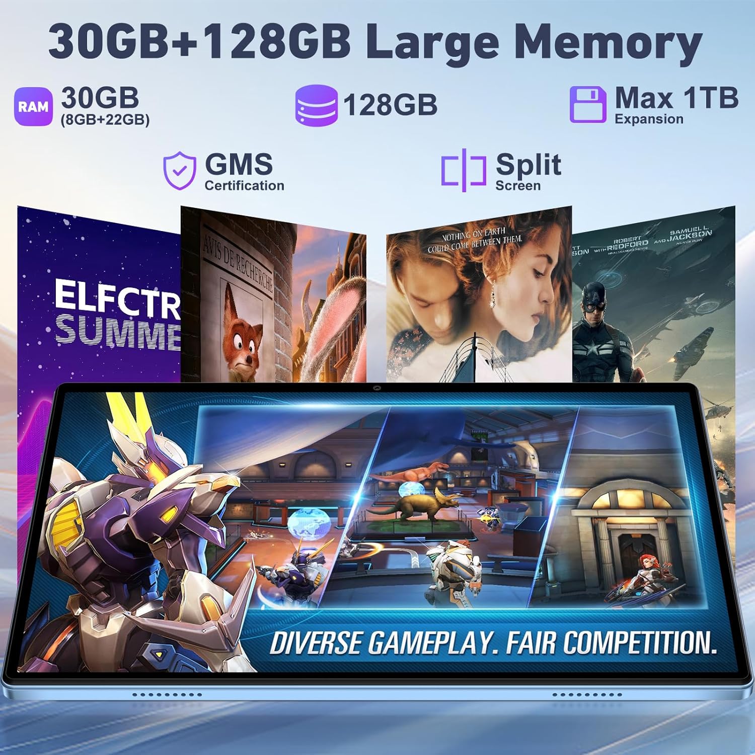 Tablet Android 15 Gemini AI 10" con Tastiera e Mouse - Blu - immagine 3