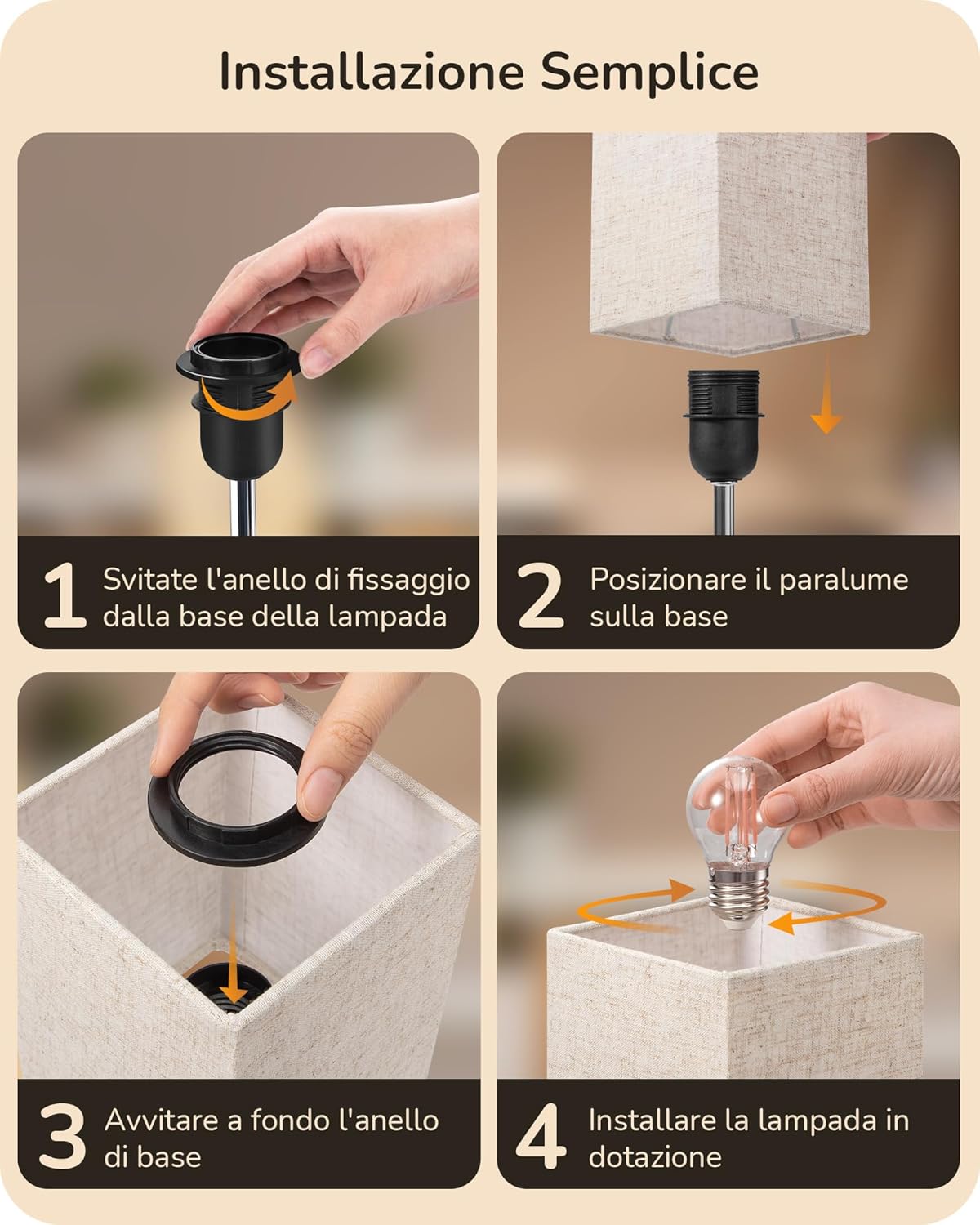 Edishine Lampade da Comodino Touch Set 2 con USB - immagine 5