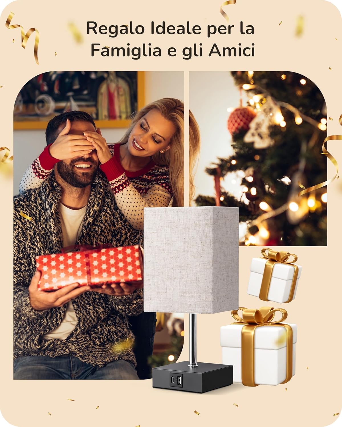 Edishine Lampade da Comodino Touch Set 2 con USB - immagine 6