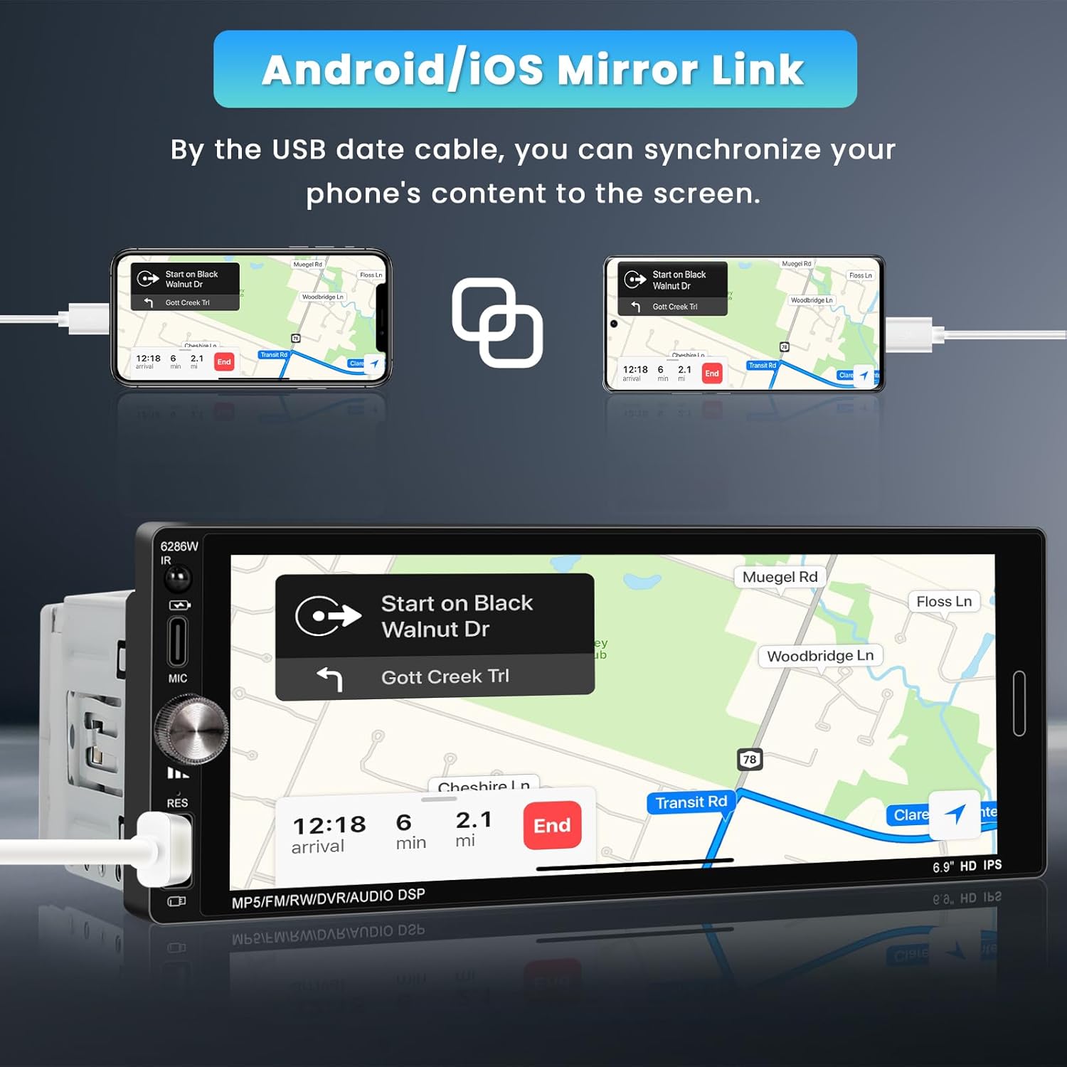Autoradio 1 Din con CarPlay e Android Auto Wireless - immagine 3