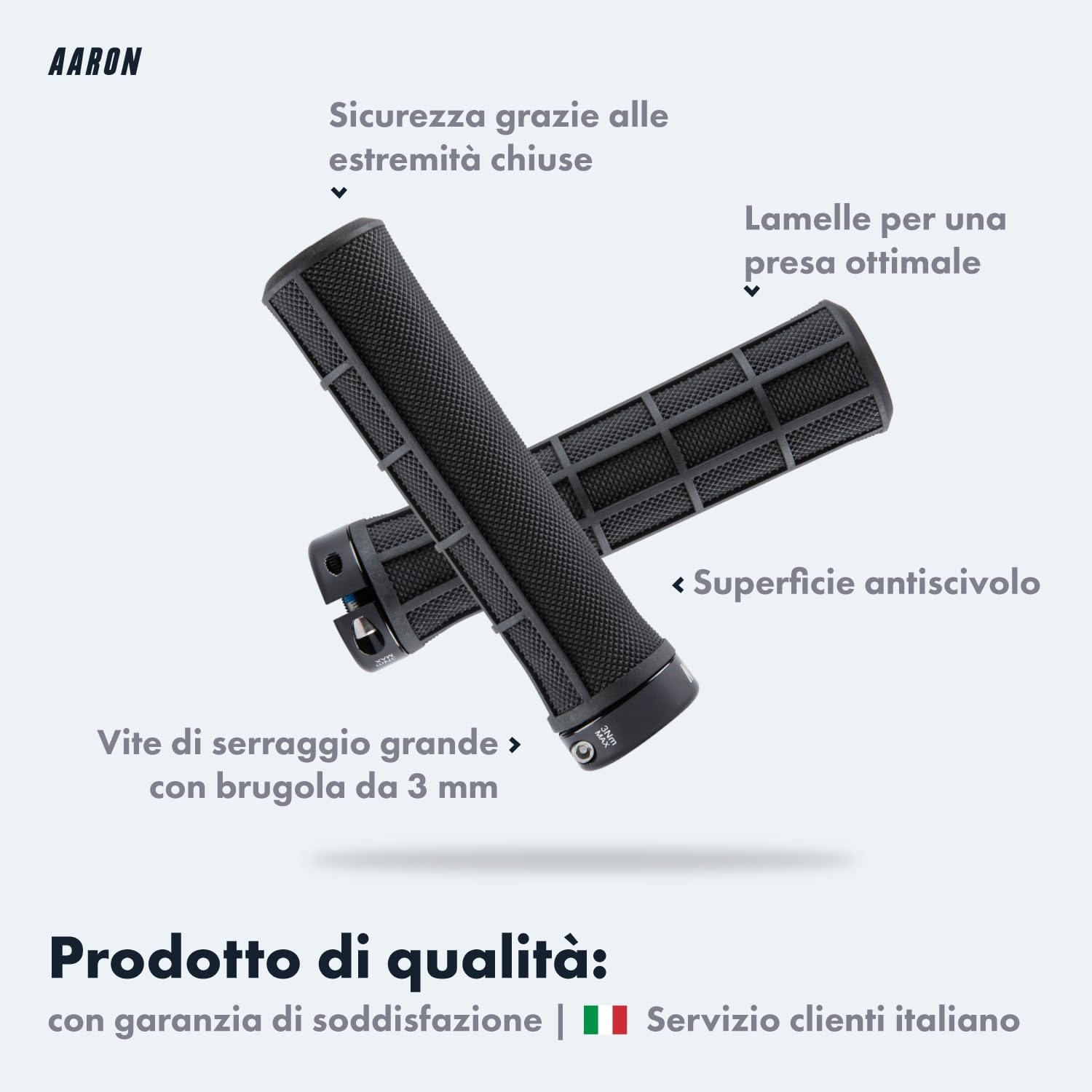 Aaron Enduro MTB Manopole Bici Gomma Antiscivolo - immagine 3