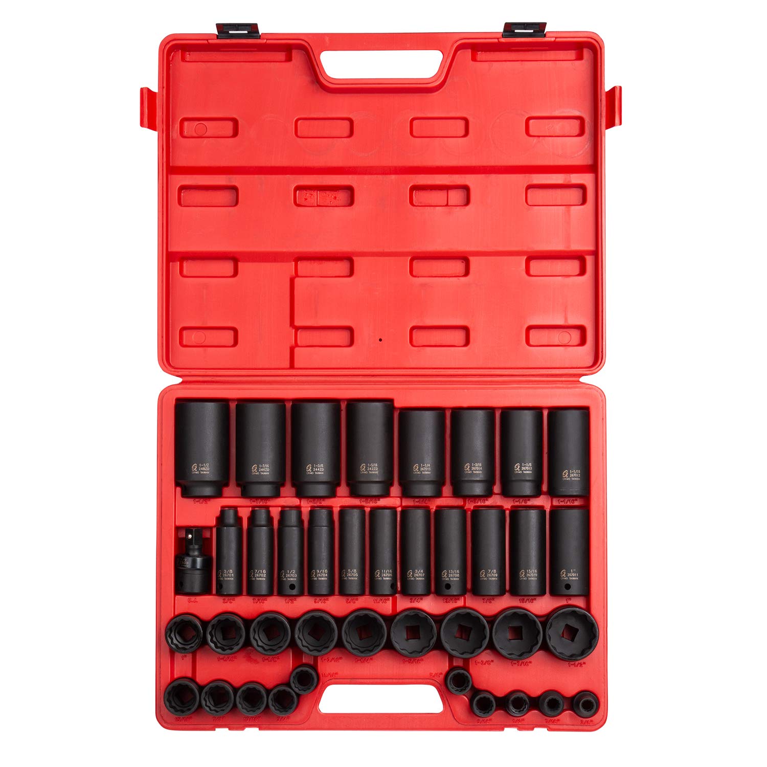 Sunex 1/5,1 cm Drive 12-point SAE Master Impact socket set, 2698