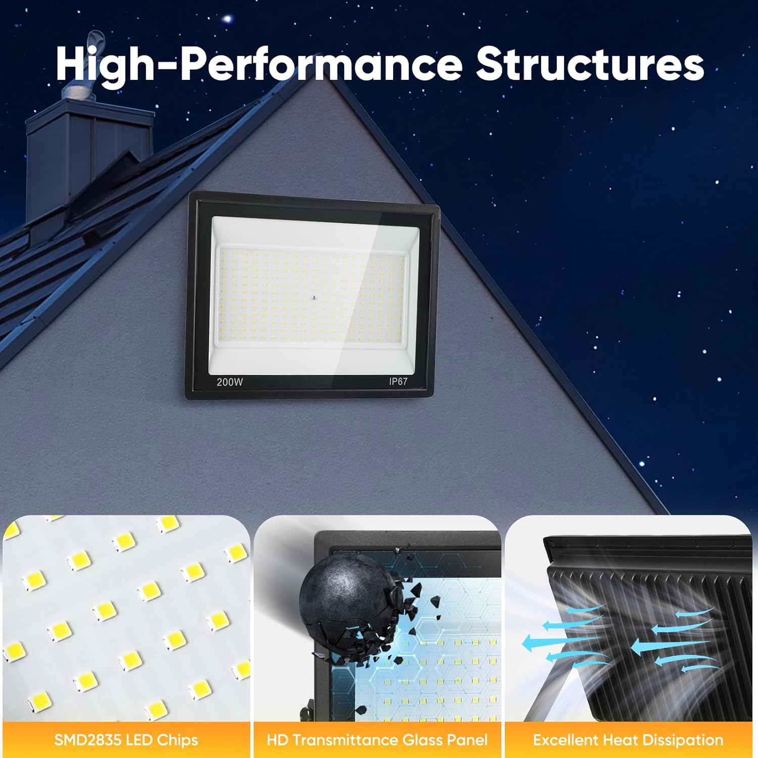 Faretto LED da Esterno 200W 20000LM - immagine 6