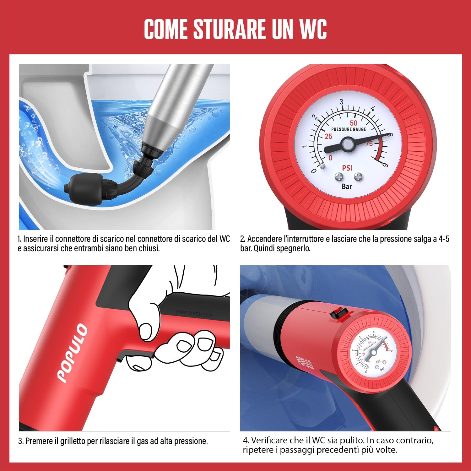 POPULO Stantuffo Elettrico per WC Swift Alta Pressione - immagine 4