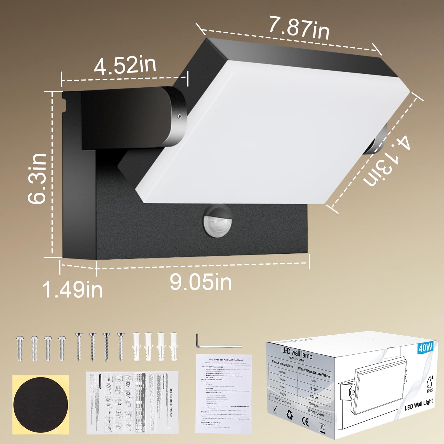 Kingwen Faretto LED Esterno/Interno IP65 40W 3000K - immagine 3
