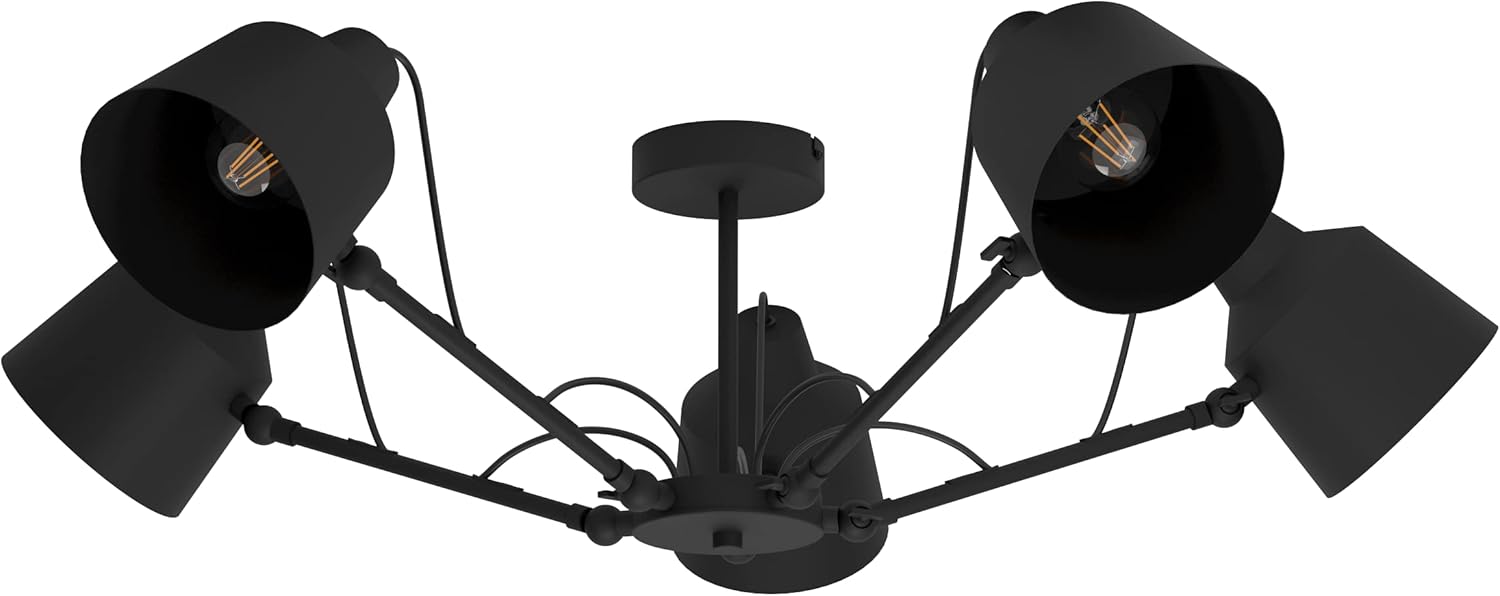 Eglo lampada da soffitto Basurtu a 5 luci, nero - immagine 1