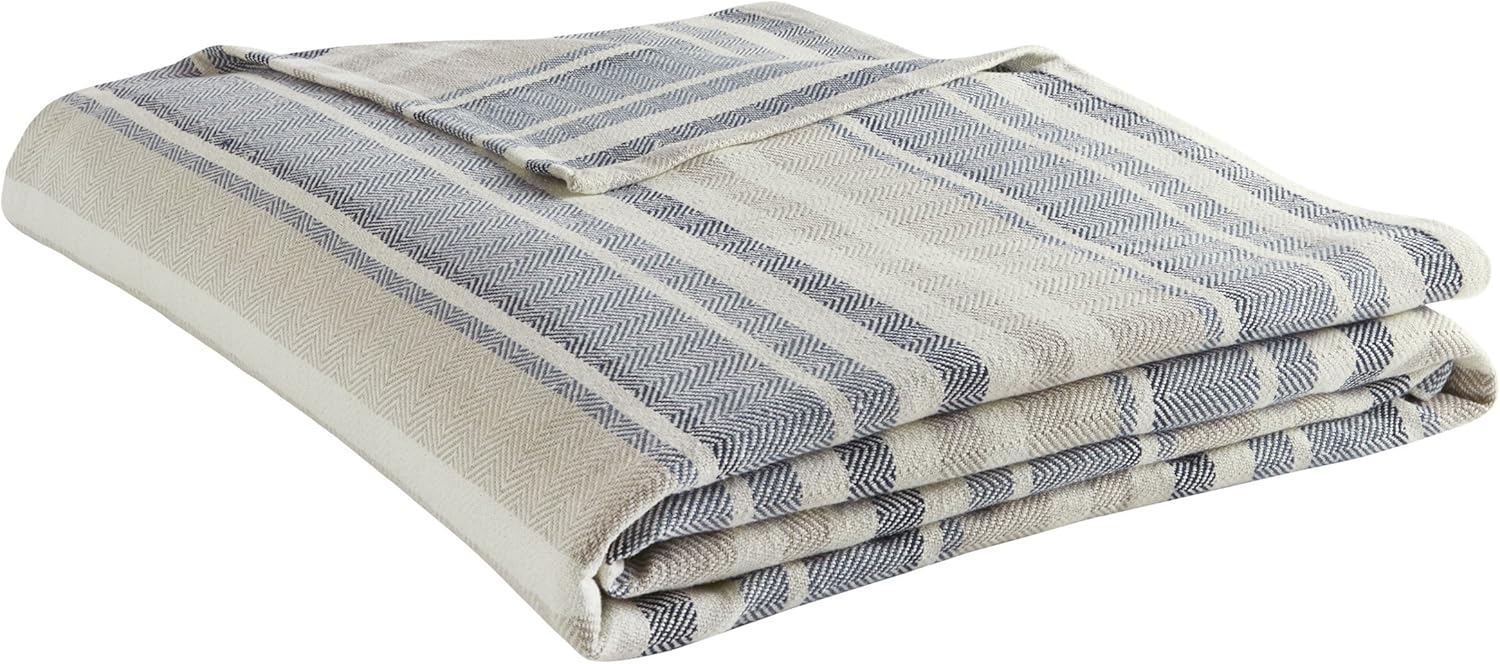 Eddie Bauer Blanket - Coperta 100% Cotone King, Blu - immagine 1