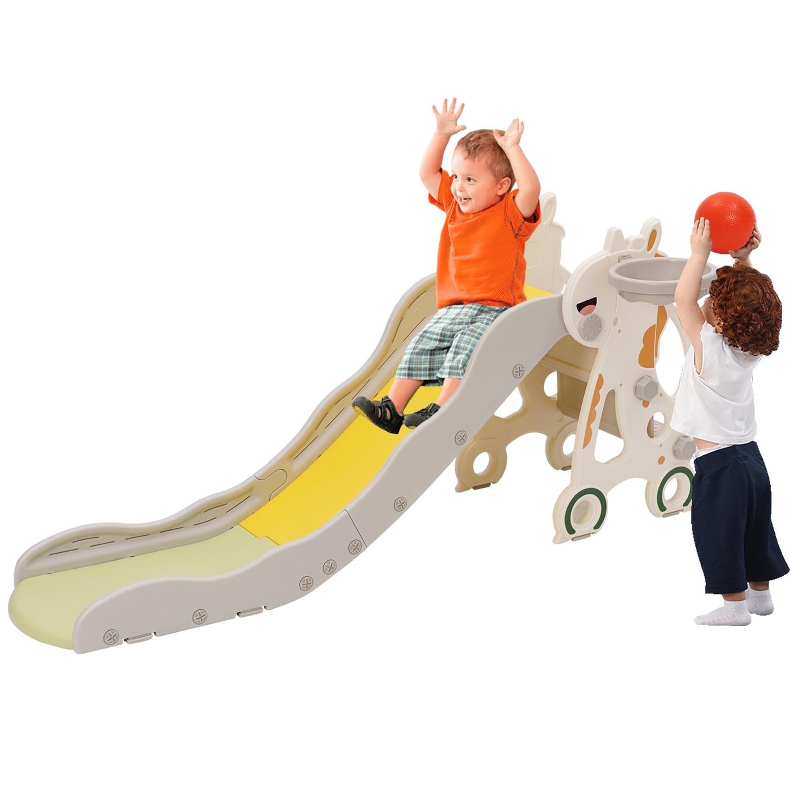 Scivolo per Bambini con Canestro da Basket e Palla