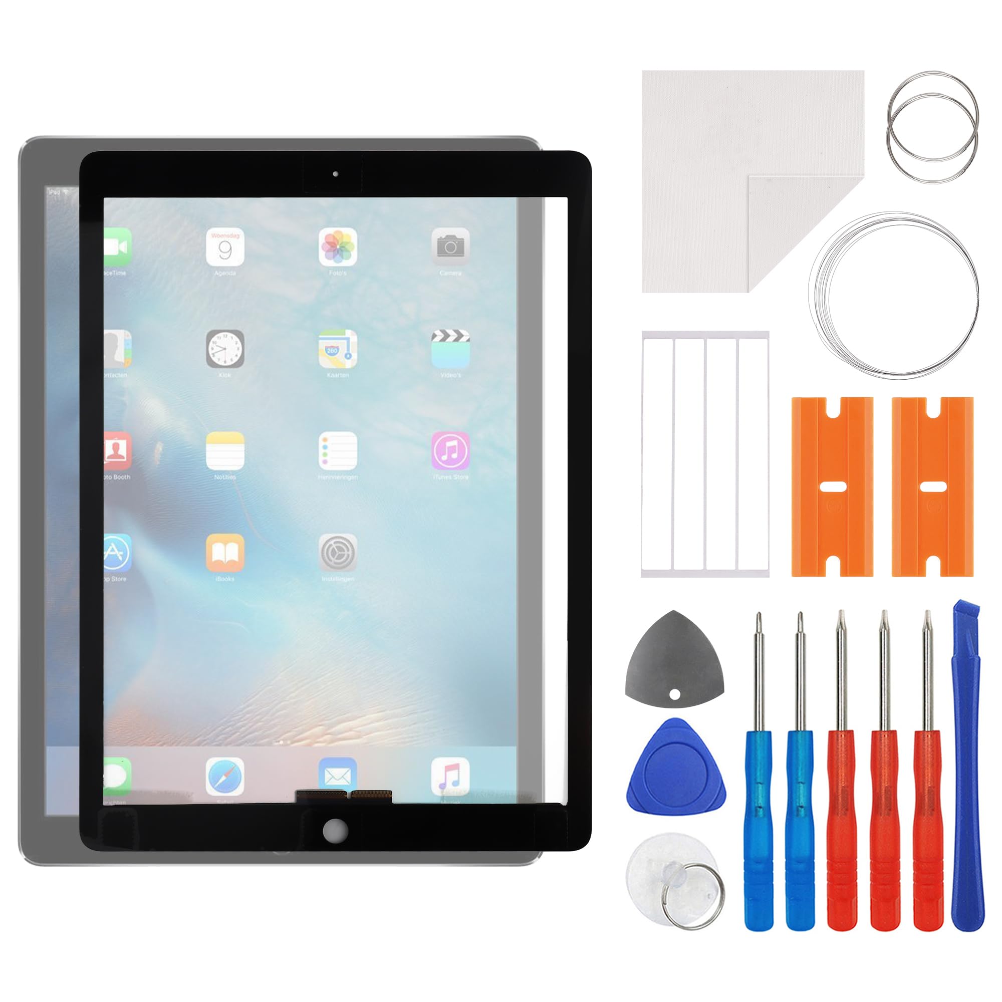 Nuovo schermo touchscreen in vetro digitalizzatore di ricambio per iPad Pro 12.9 1st 2015 A1584 A1652 touchscreen con kit di strumenti di riparazione aggiornato, nessun display LCD