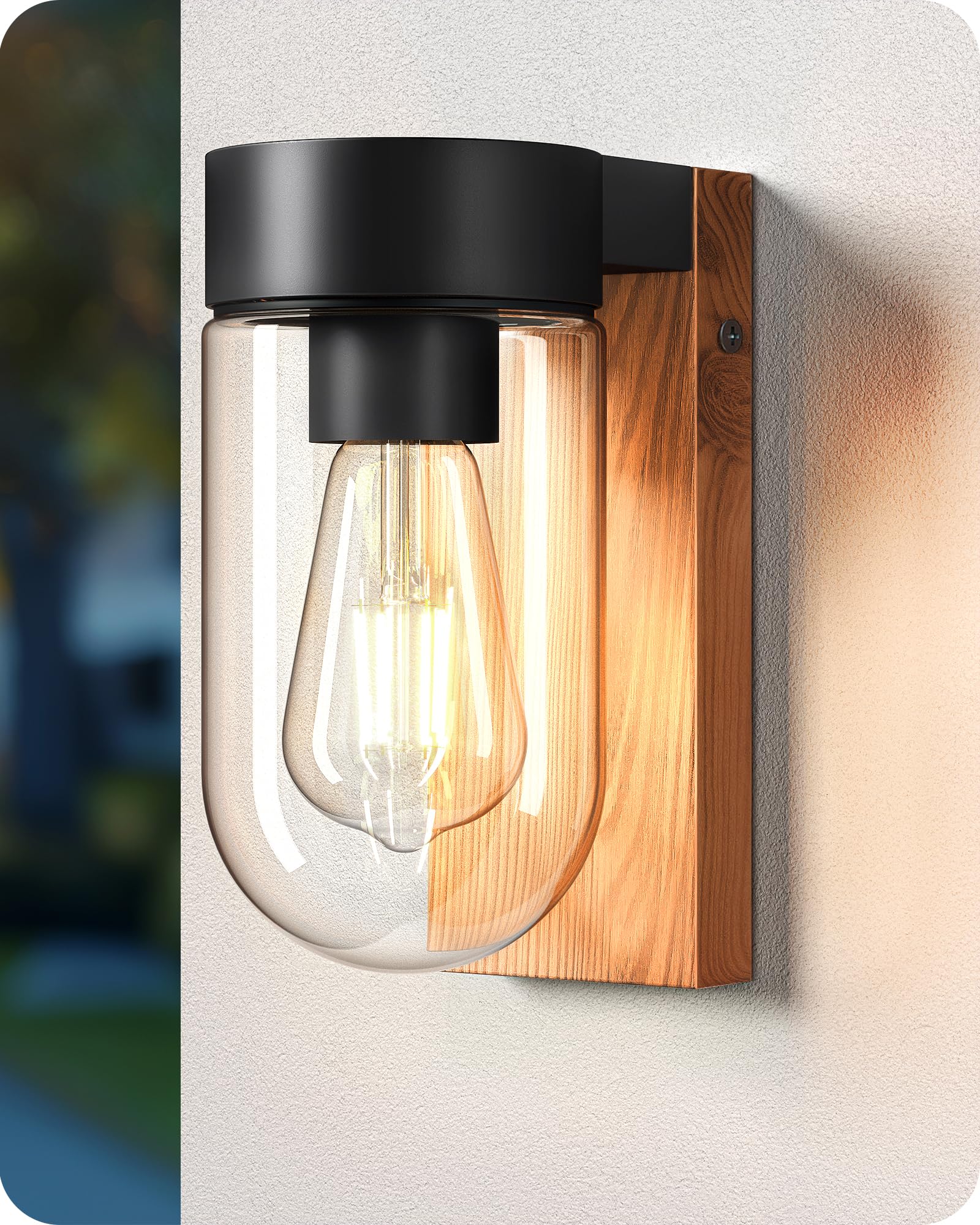 Edishine Lampada da Parete Esterna in Alluminio Effetto Legno