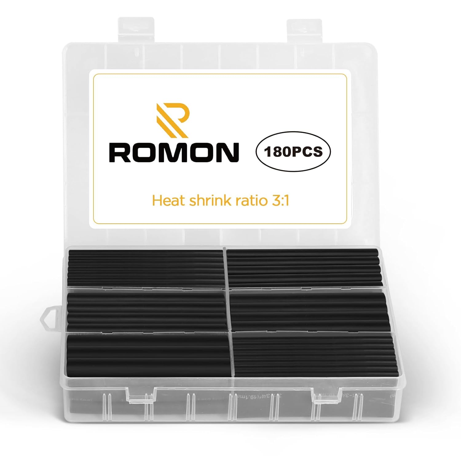 Romon 180 Pezzi Guaina Termorestringente Nera - immagine 1