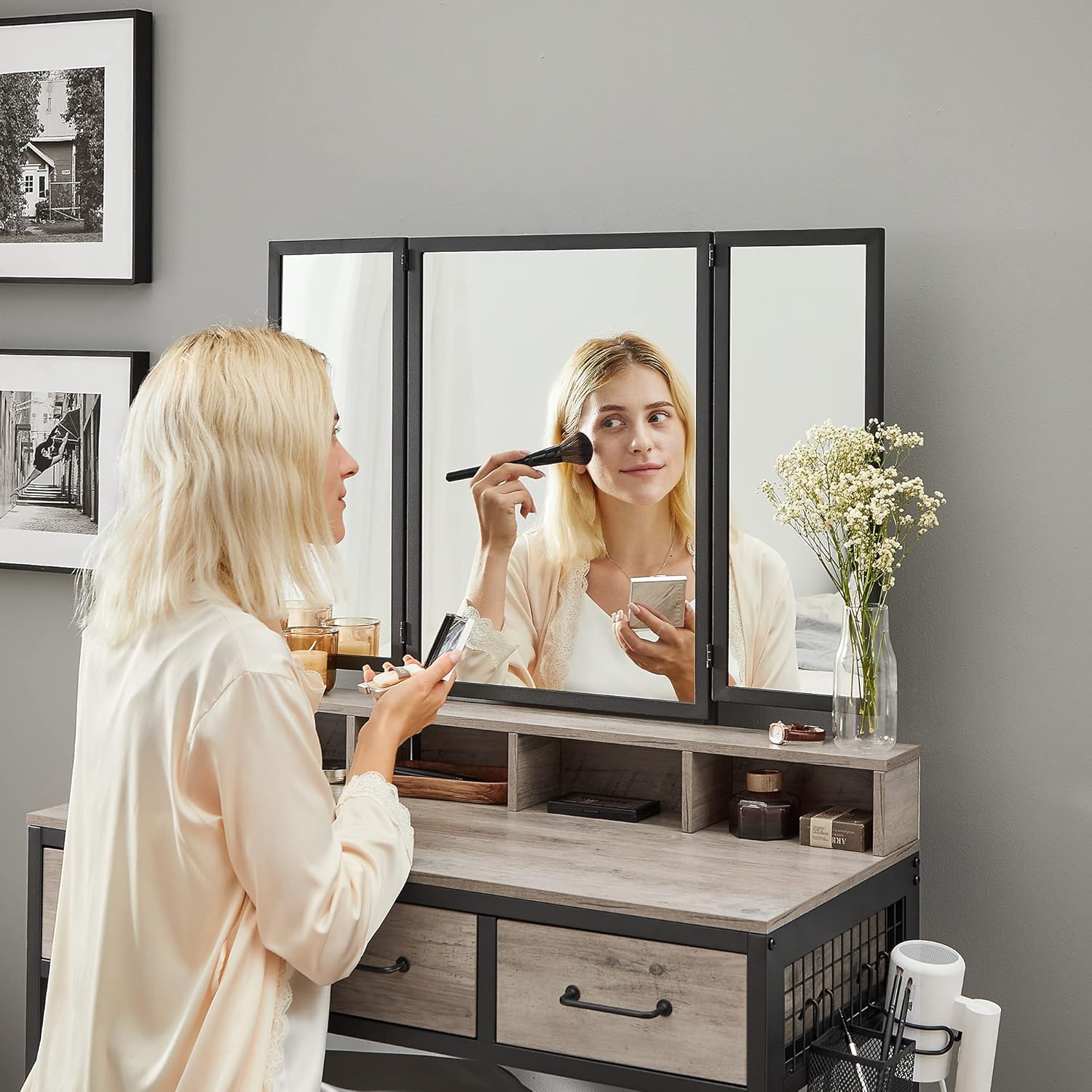 Vasagle Tavolo da Toilette con Specchio Pieghevole - immagine 6