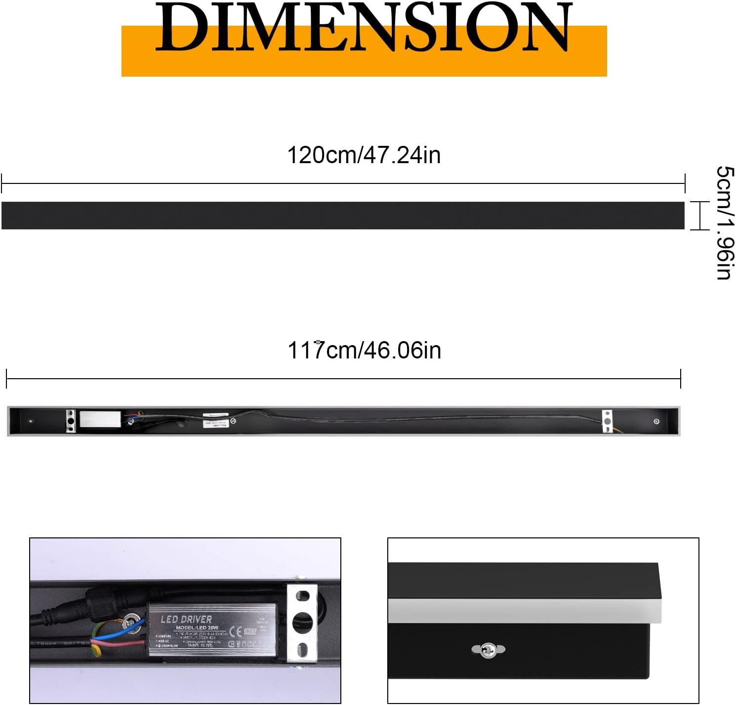 K-bright Lampada da Parete LED 35W 120cm, Nera - immagine 7