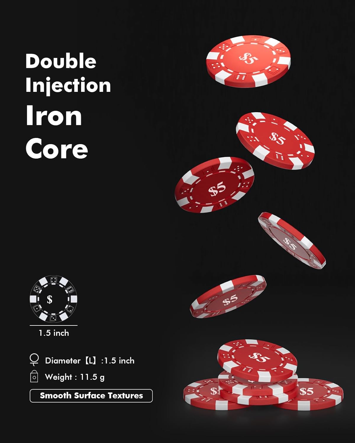 Poker Chips - Set 600 chip da casinò con numeri - immagine 4