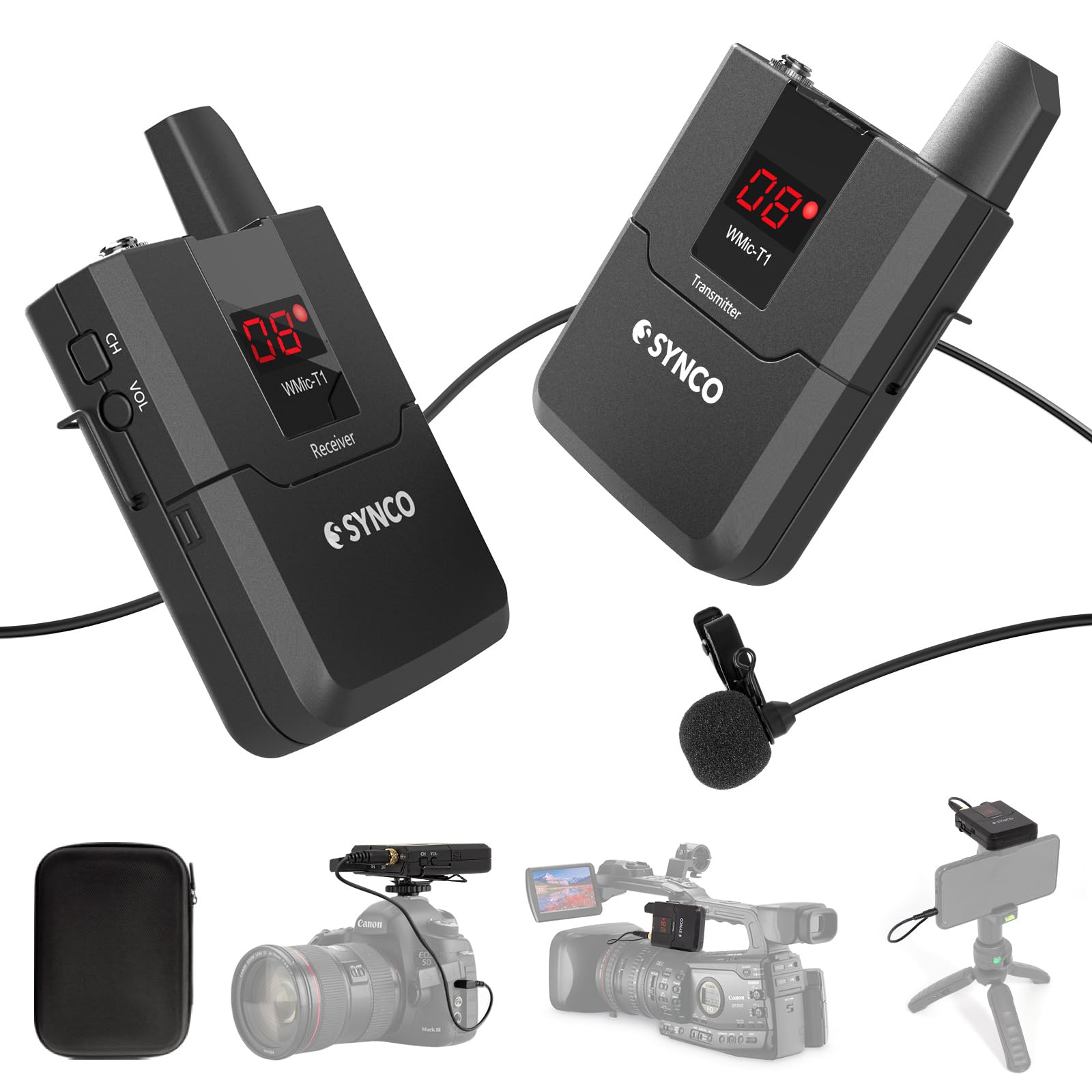 Synco WMic-T1 UHF Microfono Lavalier Wireless 16 Canali