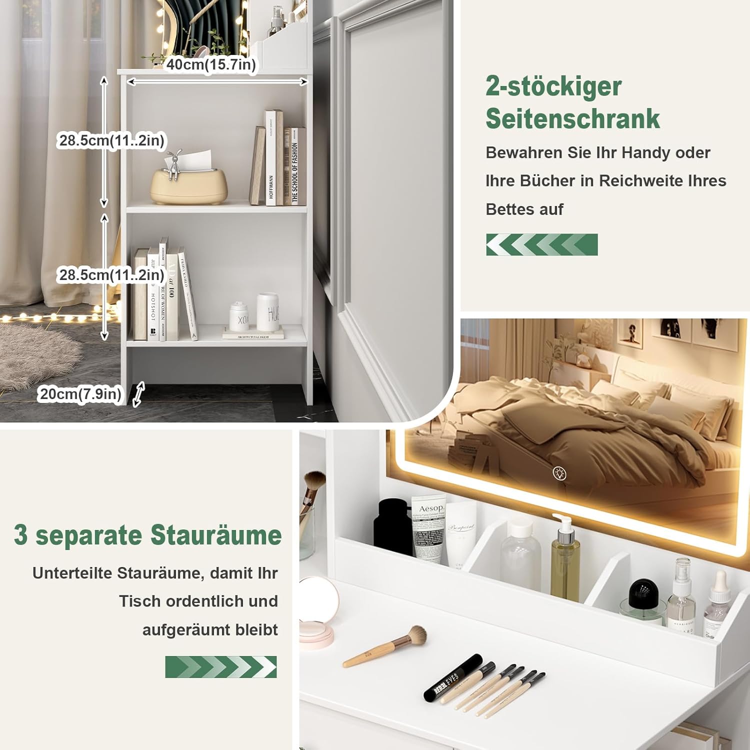 Toeletta con Specchio e Luci LED a Luminosità Regolabile - immagine 6