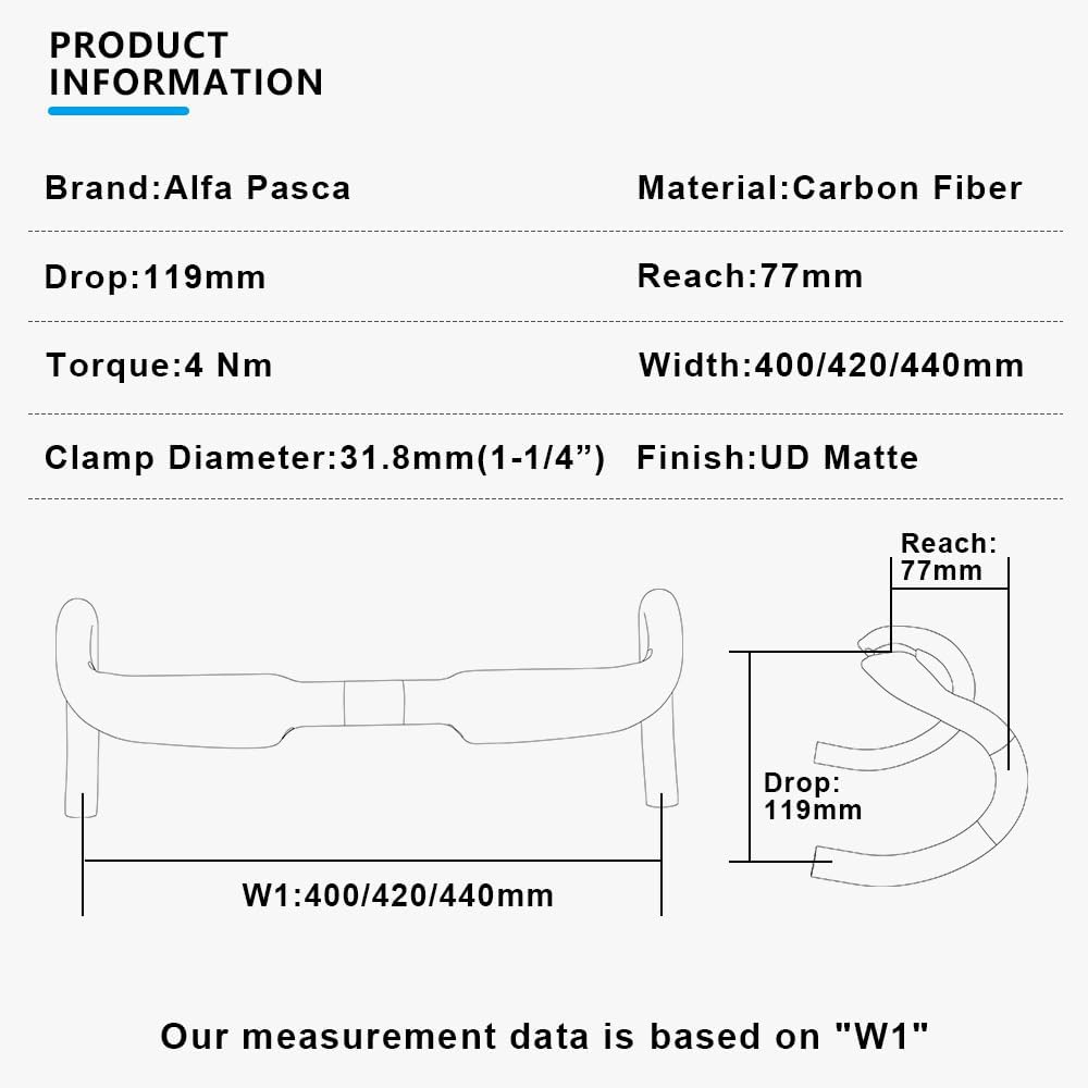 Alfa Pasca Manubrio Gravel in Carbonio 31.8mm 400mm - immagine 2