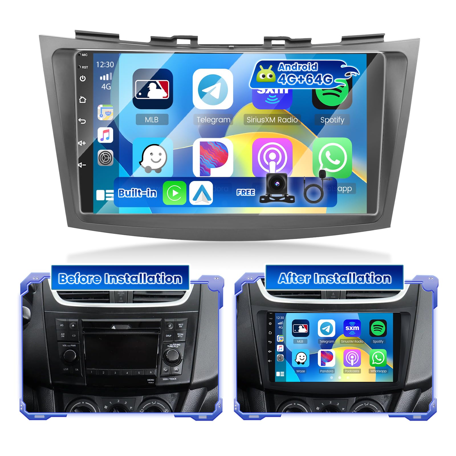 Hikity Autoradio Android 15 per Suzuki Swift 2012
