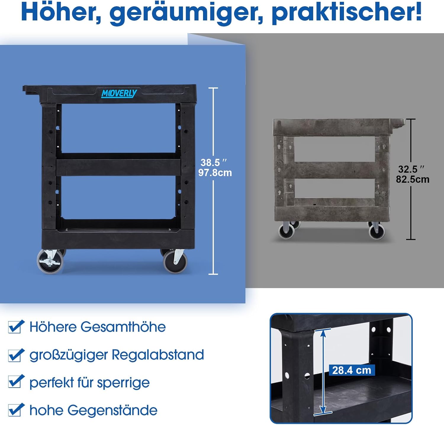 Carrello Arrotolabile a 3 Livelli, Nero - immagine 4