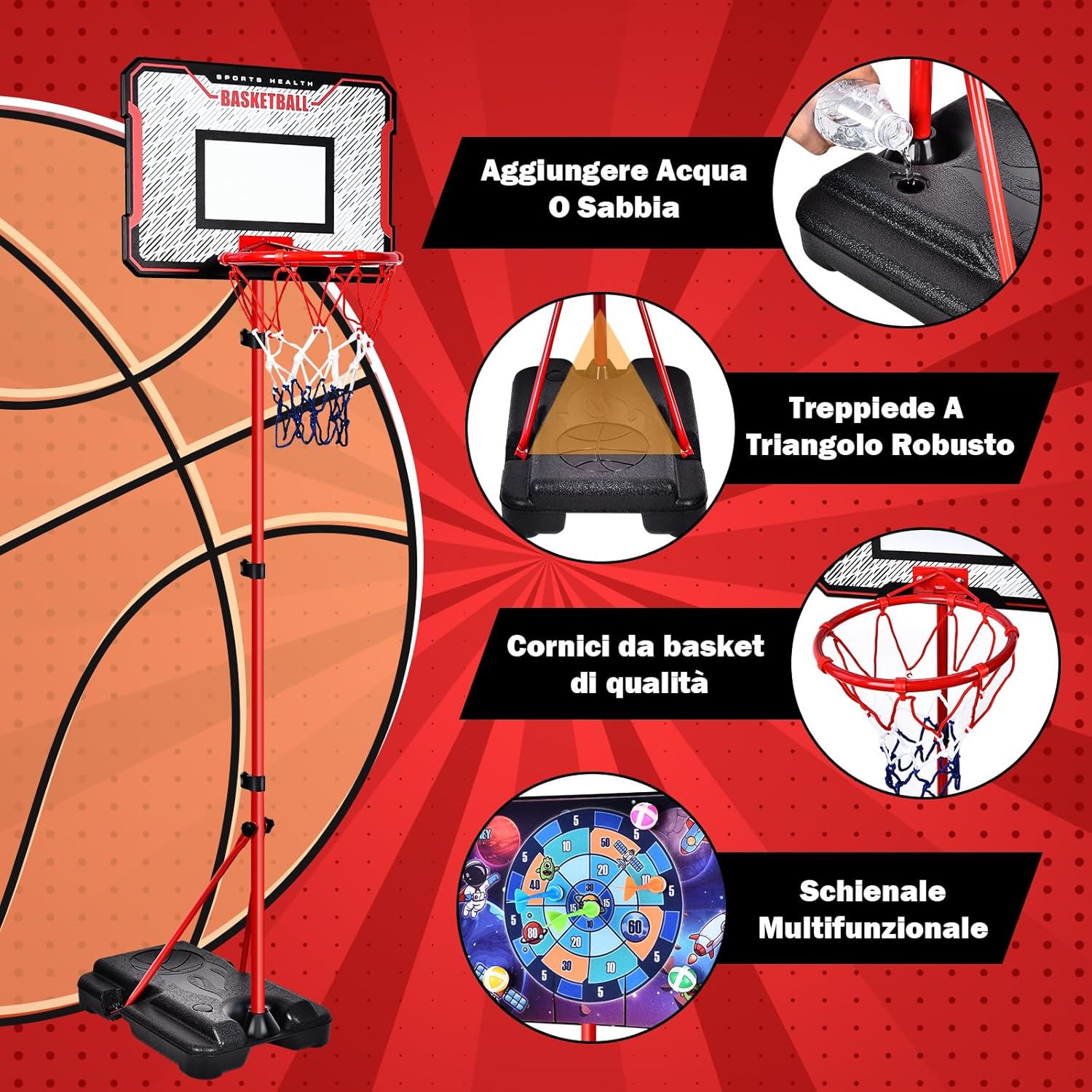 Herenear Canestro Basket Bambini 107-193cm - immagine 4