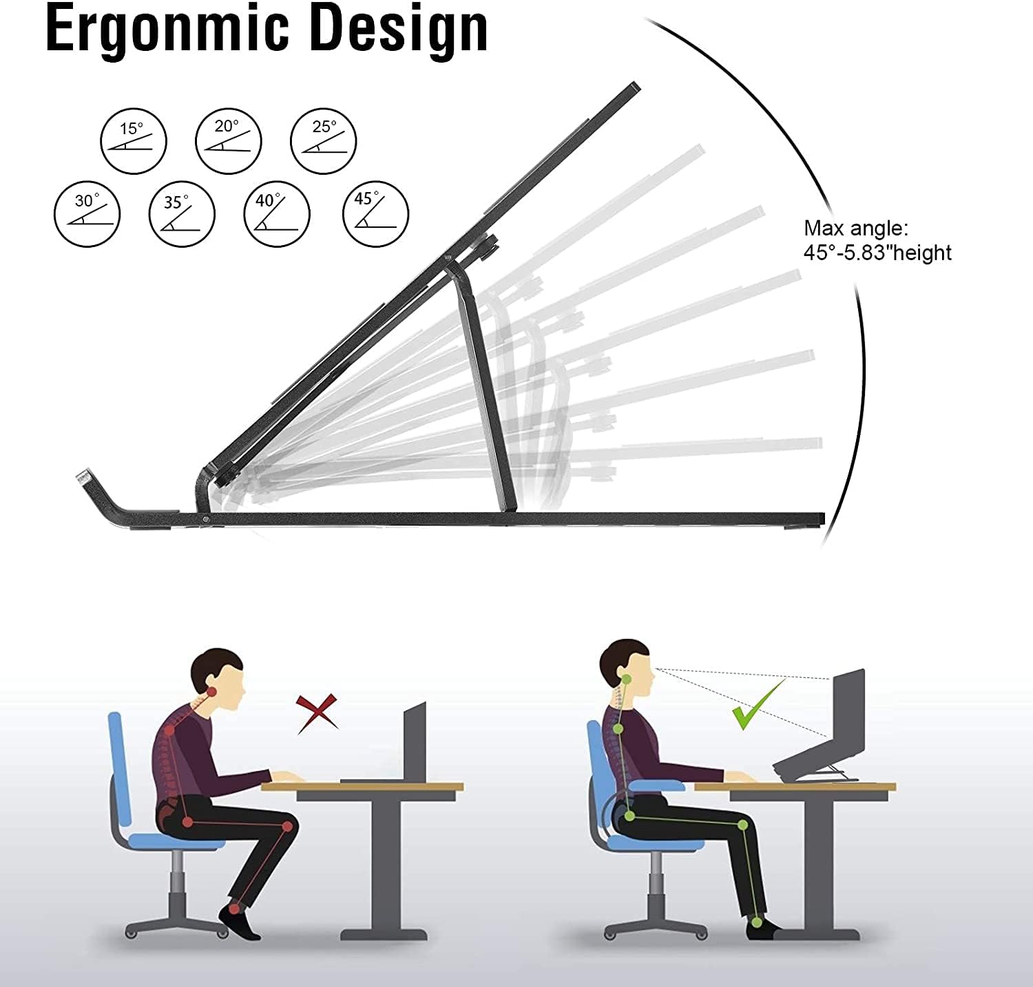Ougep Supporto PC Portatile in Alluminio, Nero - immagine 2