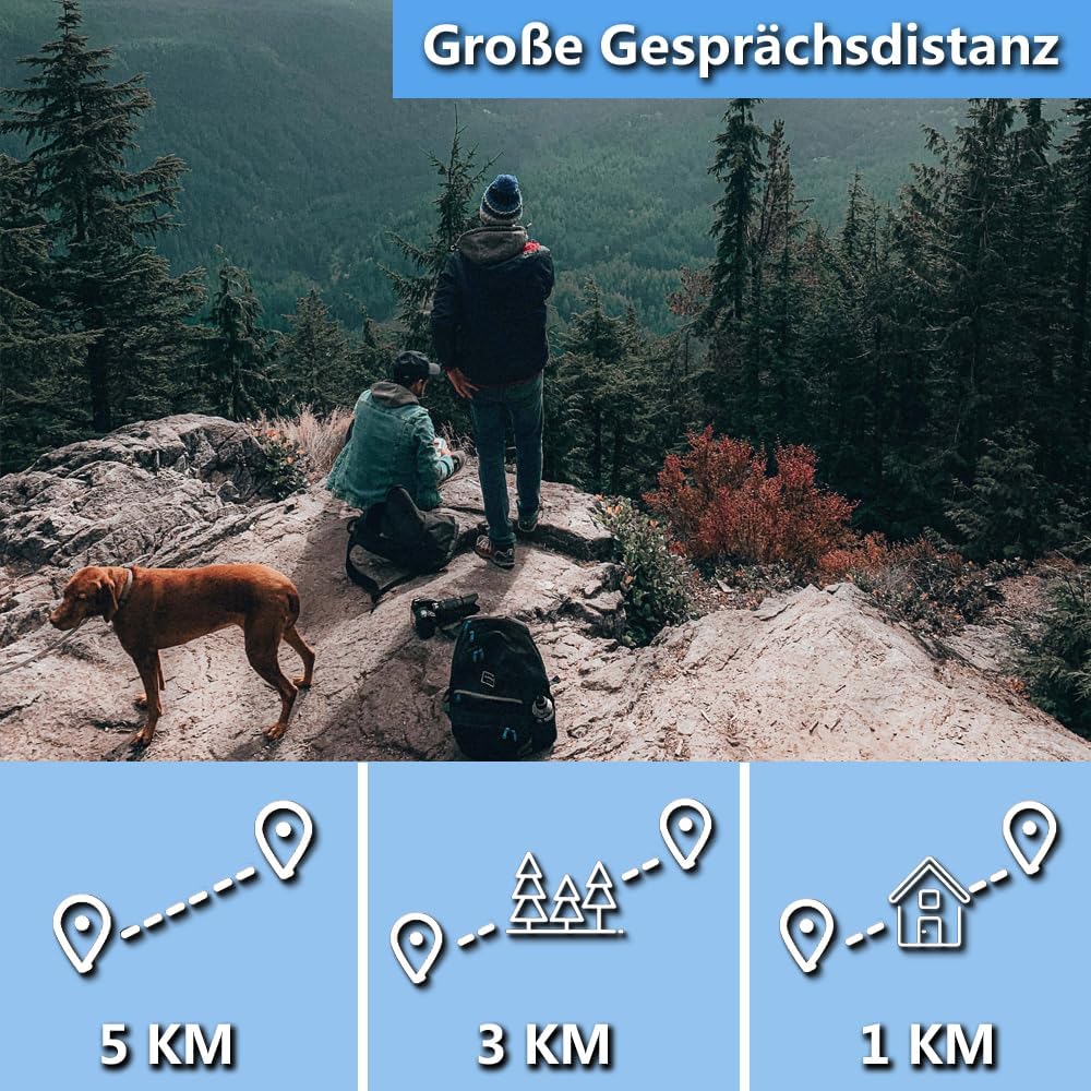 Walkie Talkie PMR con Vivavoce e Torcia, Blu - immagine 3