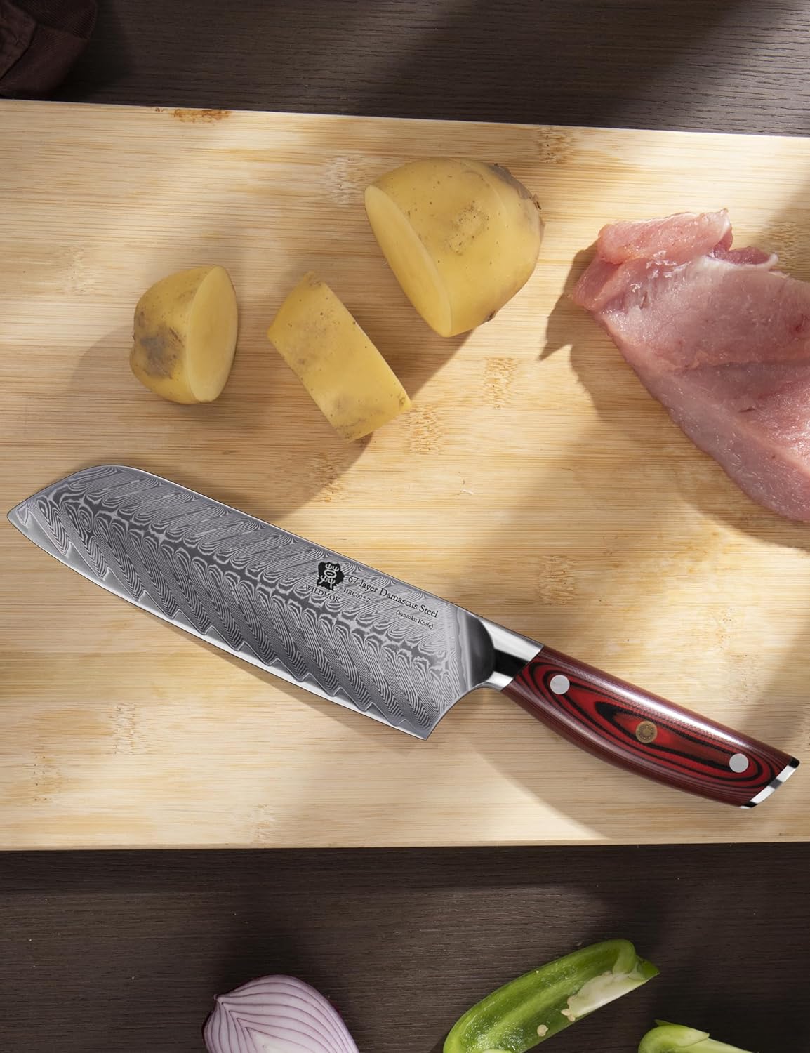 Wildmok Coltello Santoku Damasco 17.8cm Serie Song - immagine 5