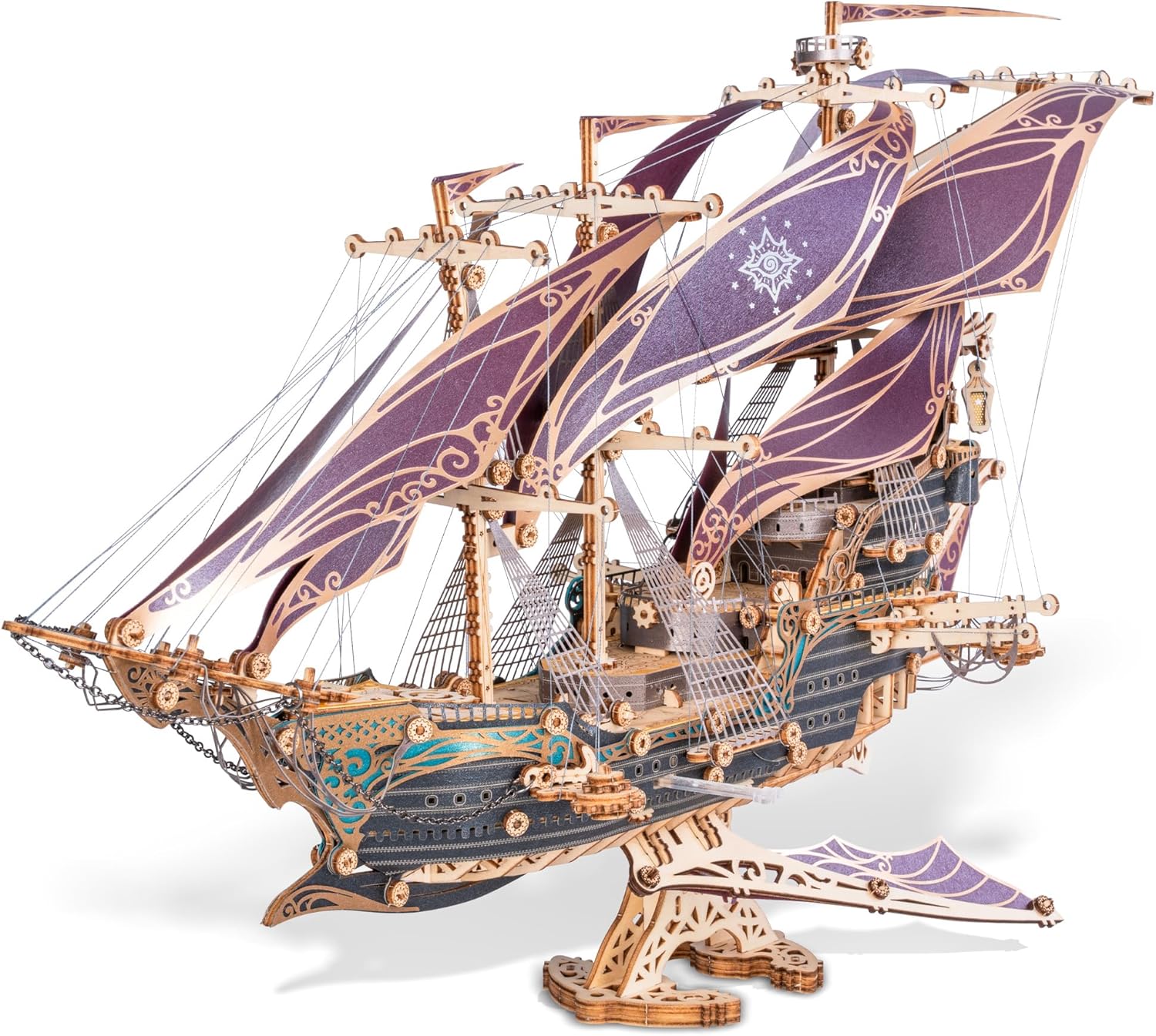 Puzzle 3D in Legno Modello di Nave Pirata Viola - immagine 1