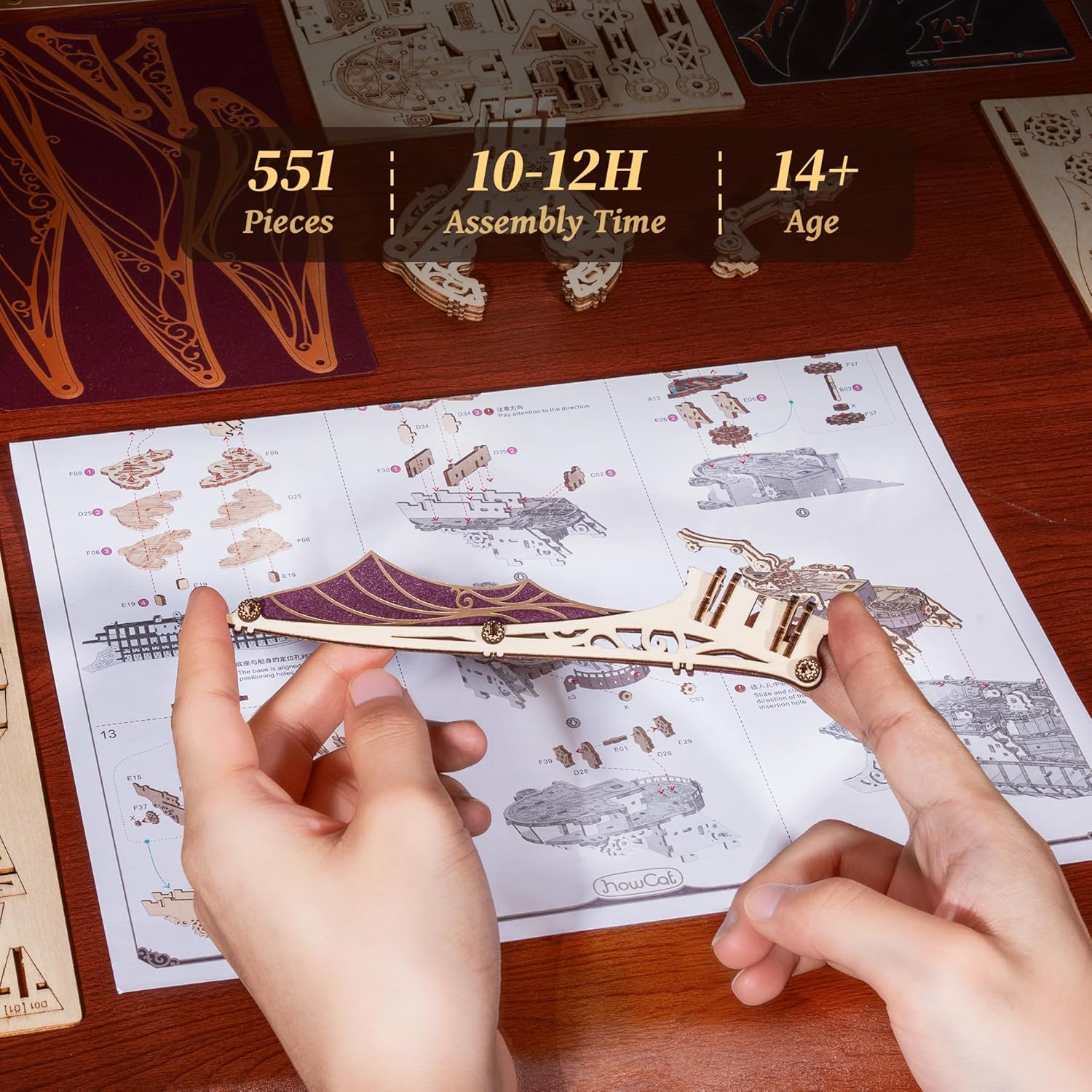 Puzzle 3D in Legno Modello di Nave Pirata Viola - immagine 4