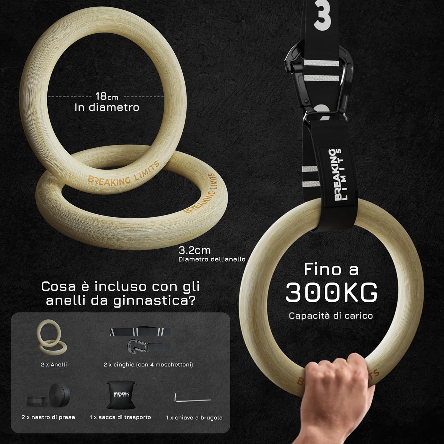 Breaking Limits Anelli Calisthenics - Anelli da Ginnastica - immagine 3