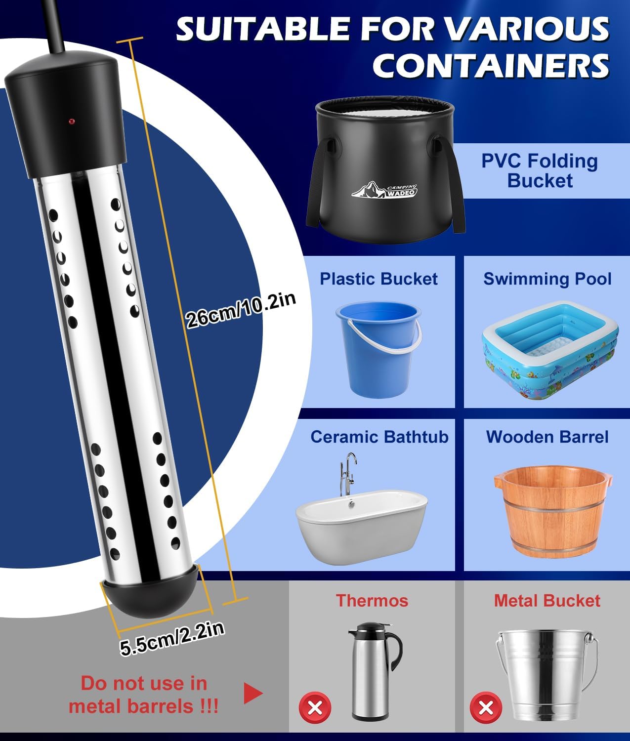 WADEO Doccia Portatile con Funzione Riscaldamento Acqua - immagine 6