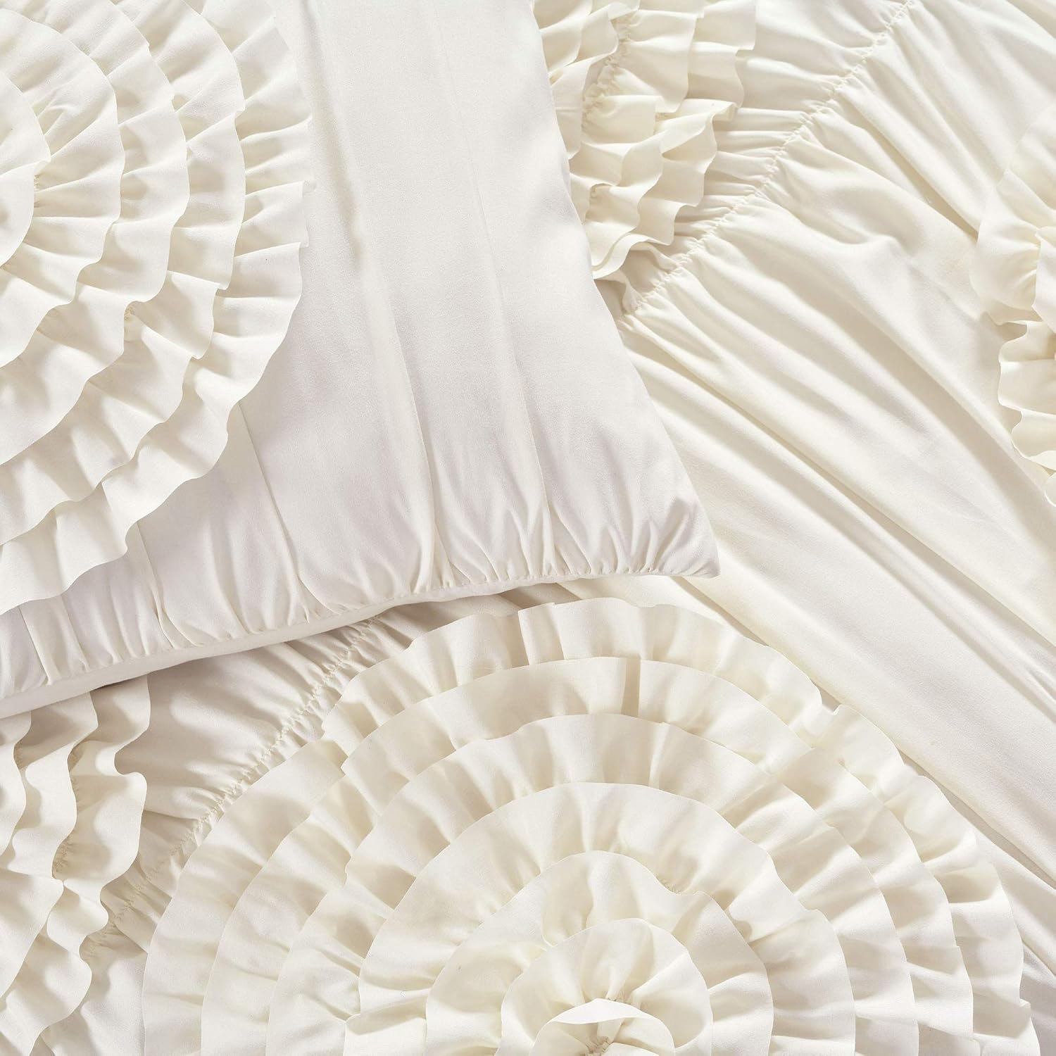 Lush Decor, Set Piumino Serena, 3 Pezzi, Ivory, Queen - immagine 4