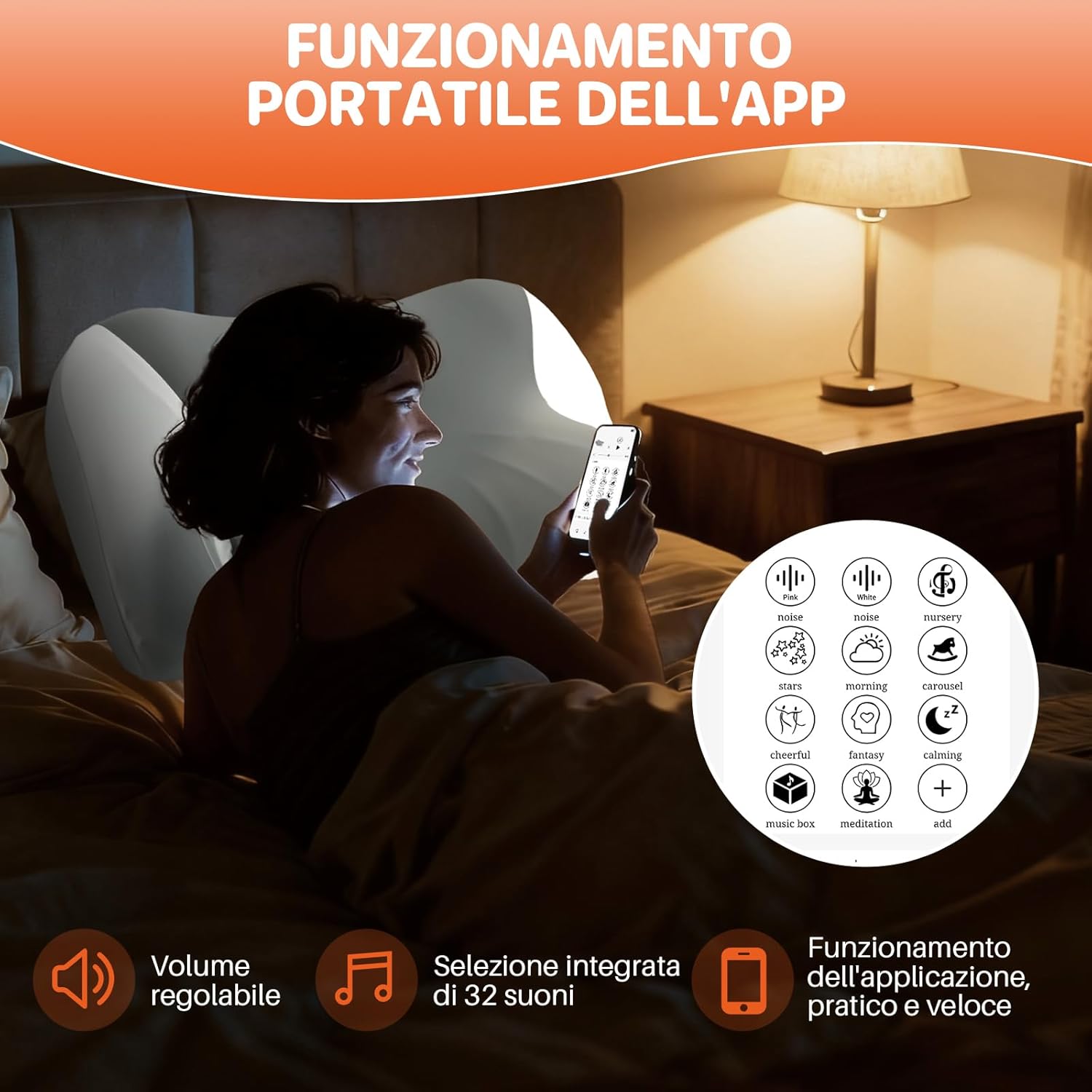 Funykich Cuscino Memory Foam con Rumore Bianco e Altoparlante - immagine 3