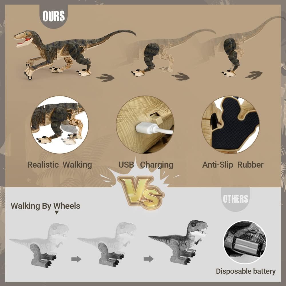 FRUSE Dinosauro Giocattolo Telecomandato con Luci e Suoni - immagine 3